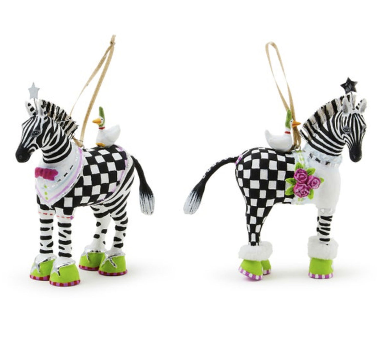 Mackenzie Childs Patience Brewster Noah's Ark Zelda & Zeke Zebras: Mackenzie Childs Patience Brewster Noah's Ark Zelda & Zeke Zebras. This hand-painted pair is decorated with lots of details, from their whimsical boots to the stars on their headdresses. And yes, each