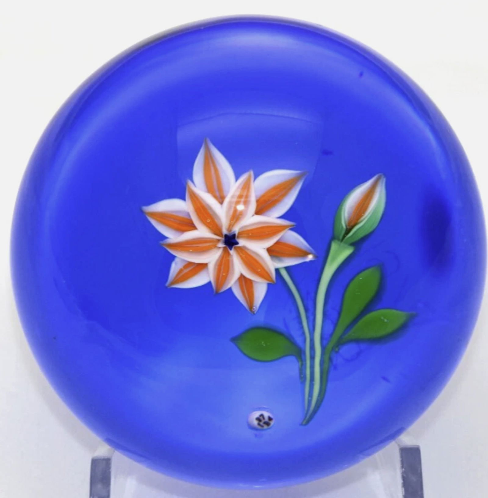 Baccarat Signed Crystal Blooming Flower Paperweight With Original Box (1 of 4)