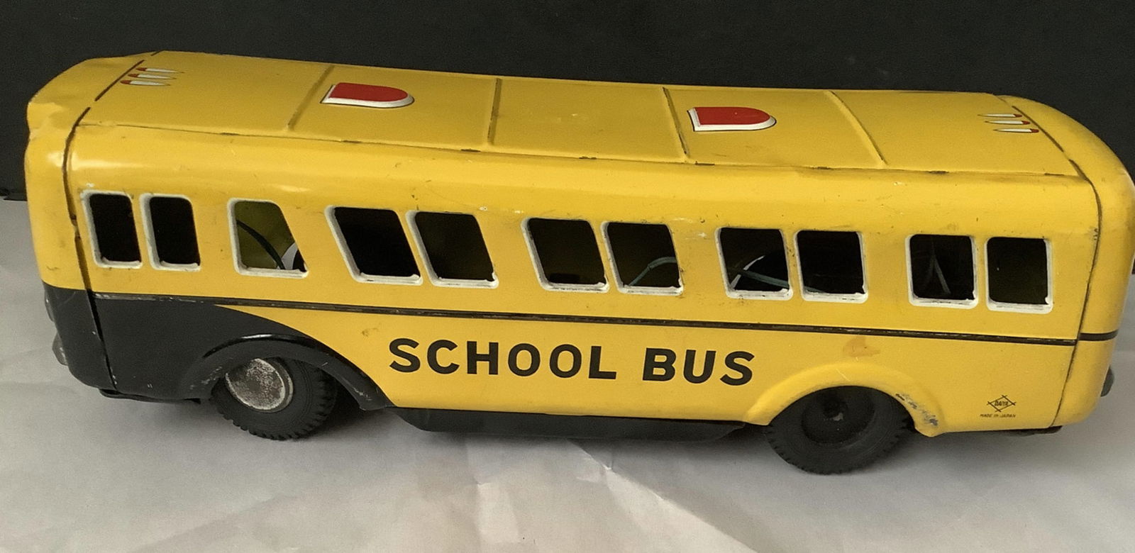 Japanese Tin Litho School Bus: Japanese Tin Litho School Bus Measures approx long approx 11 inches long and 3.5 high