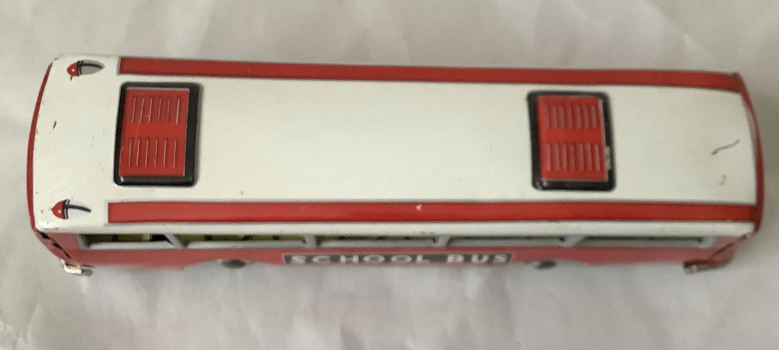 Red China Tin Litho School Bus - 5