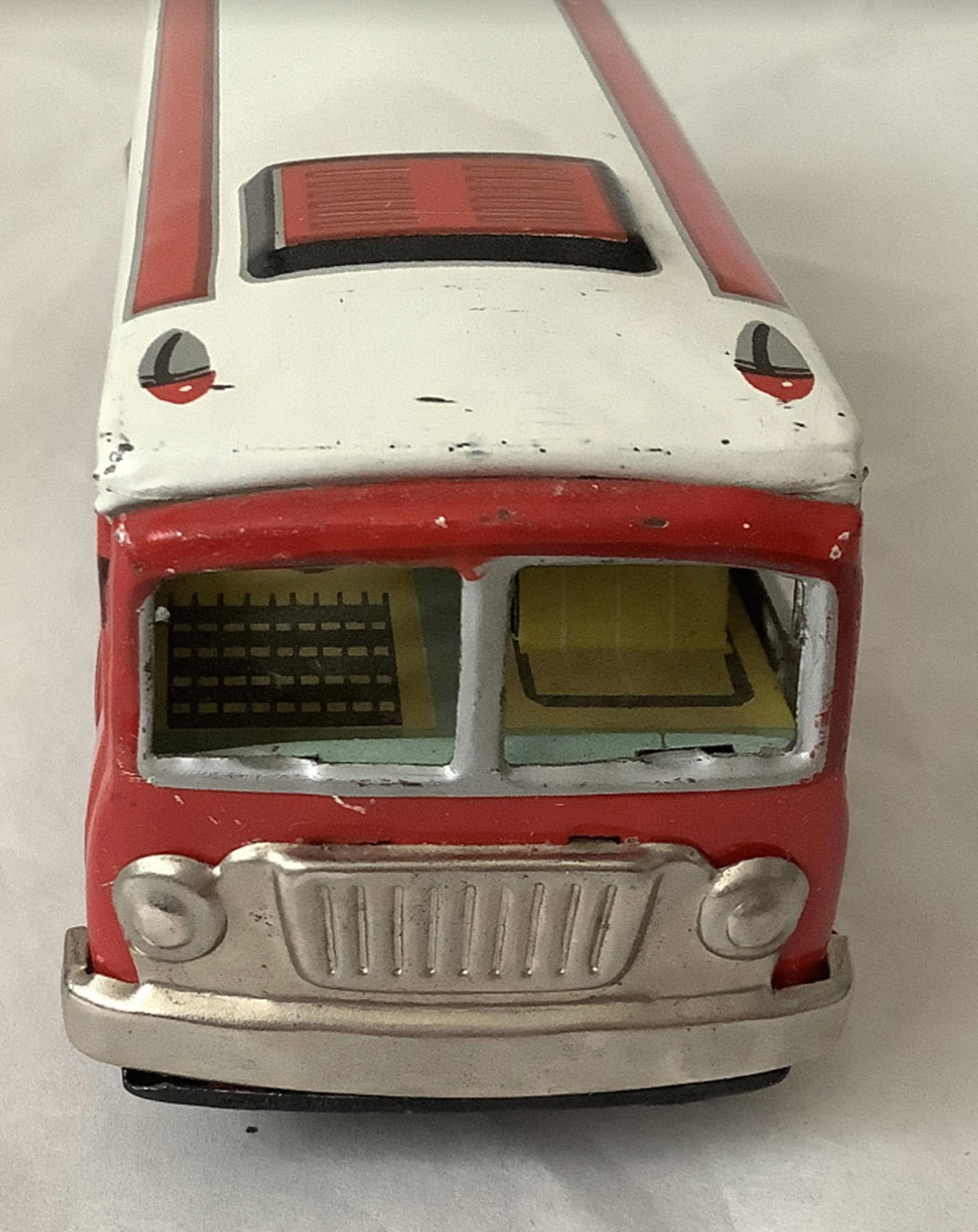 Red China Tin Litho School Bus - 7