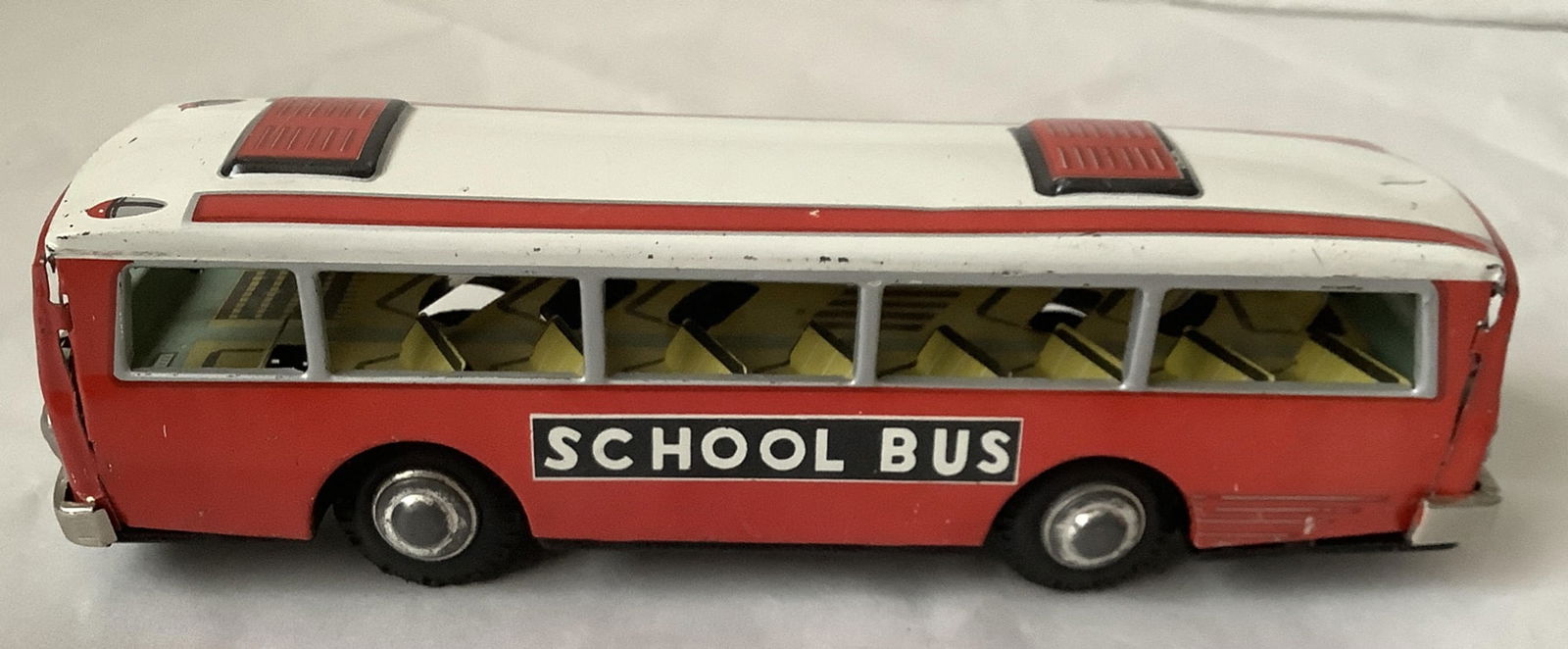 Red China Tin Litho School Bus - 8