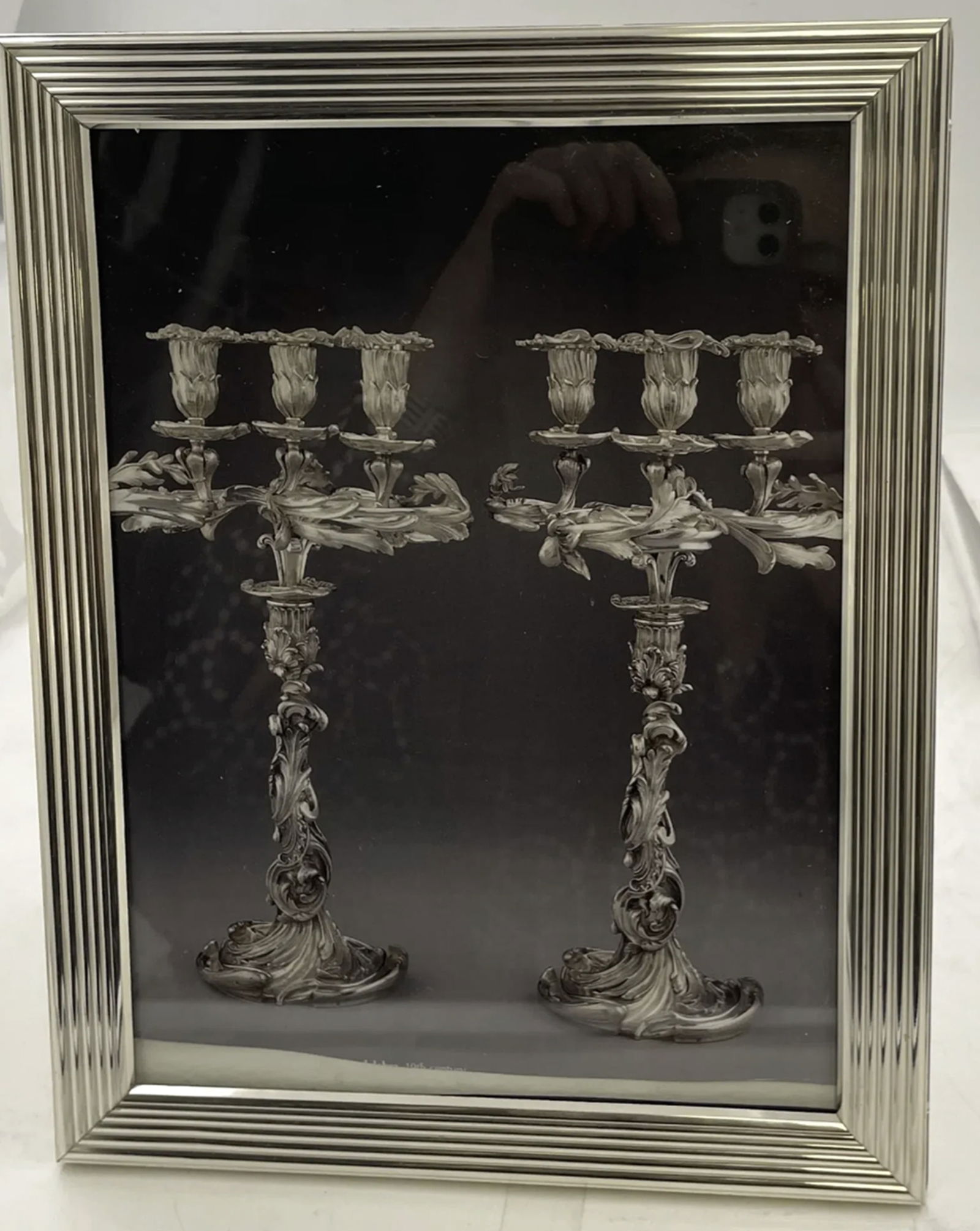 Del Conte Sterling Silver Picture Frame in Mid-Century Modern Style Made in Italy: Del Conte Sterling Silver Picture Frame in Mid-Century Modern Style Made in Italy. Del Conte Sterling Silver Picture Frame in Mid-Century Modern Style Made in Italy. The outer dimensions are 11'' by