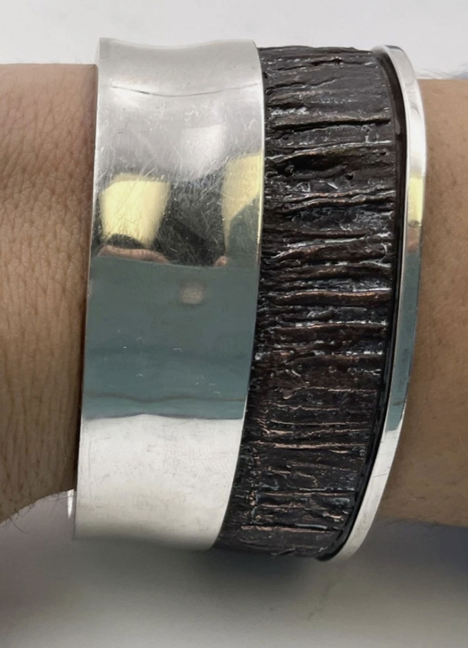 Glanzer Signed Sterling Silver Bangle - 2