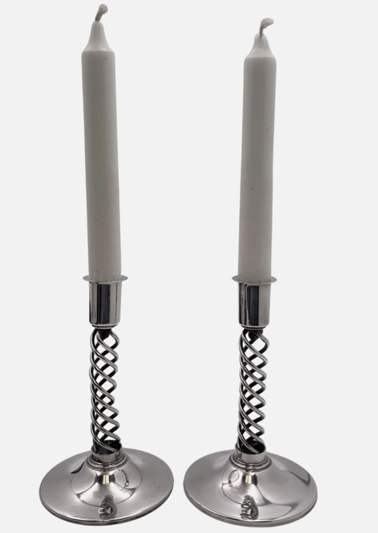 Danish Silver Candlesticks Pair in Mid-Century Modern Style (1 of 4)