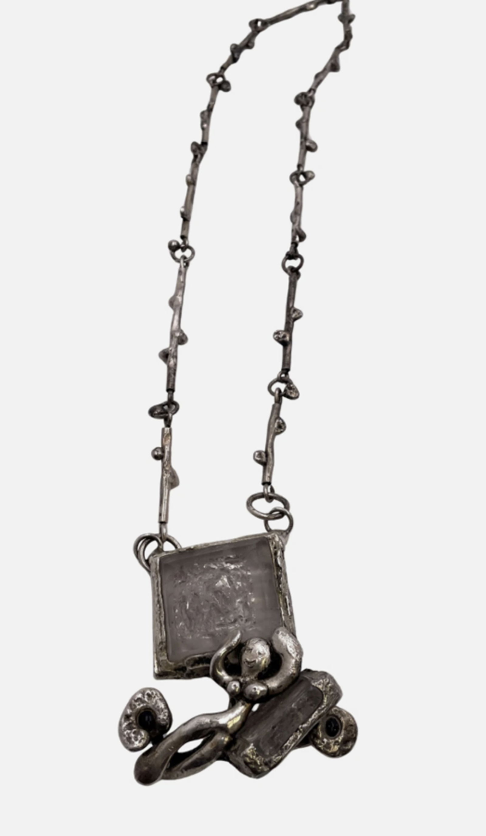 Jacob Hull Singed Sterling Silver Necklace in Brutalist Style (1 of 7)