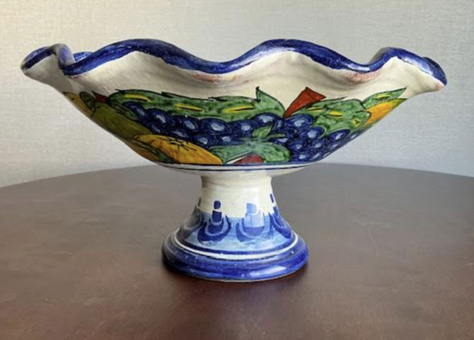 TALAVERA SIGNED Hand-Painted Mexican Decorative Bowl: TALAVERA SIGNED Hand-Painted Mexican Decorative Bowl. Measures approx 14 inches wide and 7 3/4 inches tall