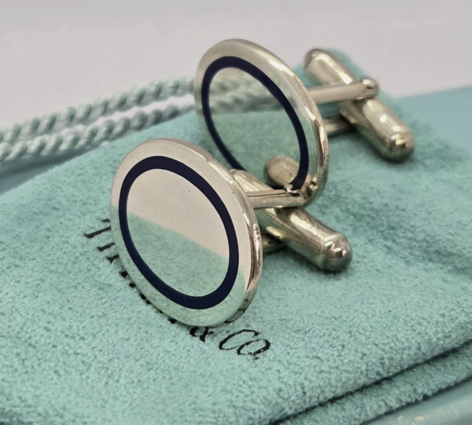 Tiffany & Co Sterling Silver Cufflinks With Pouch and Box (1 of 6)