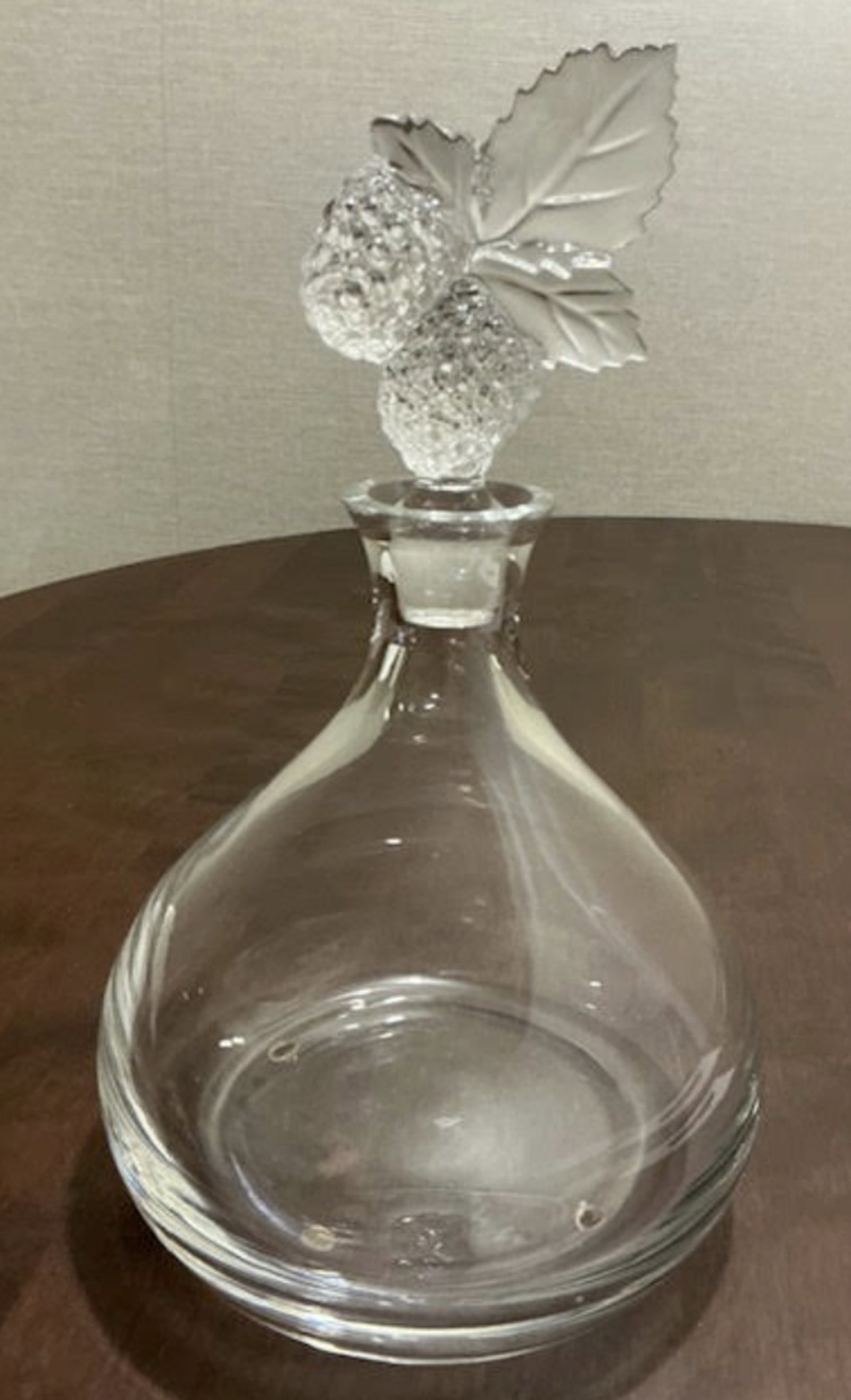 Decorative Pitcher with Strawberry or Raspberry stopper Decanter: Decorative Pitcher with Strawberry or Raspberry stopper Decanter. Measures approx 10 inches tall