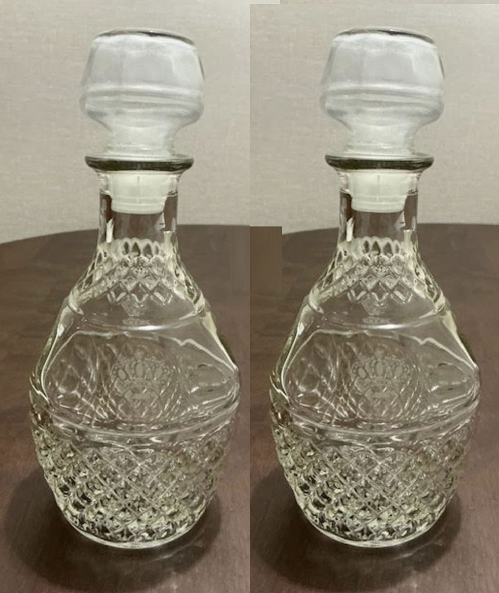 Pair of Princess House Glass Decanter, Diamond Pattern glass pitchers (1 of 5)