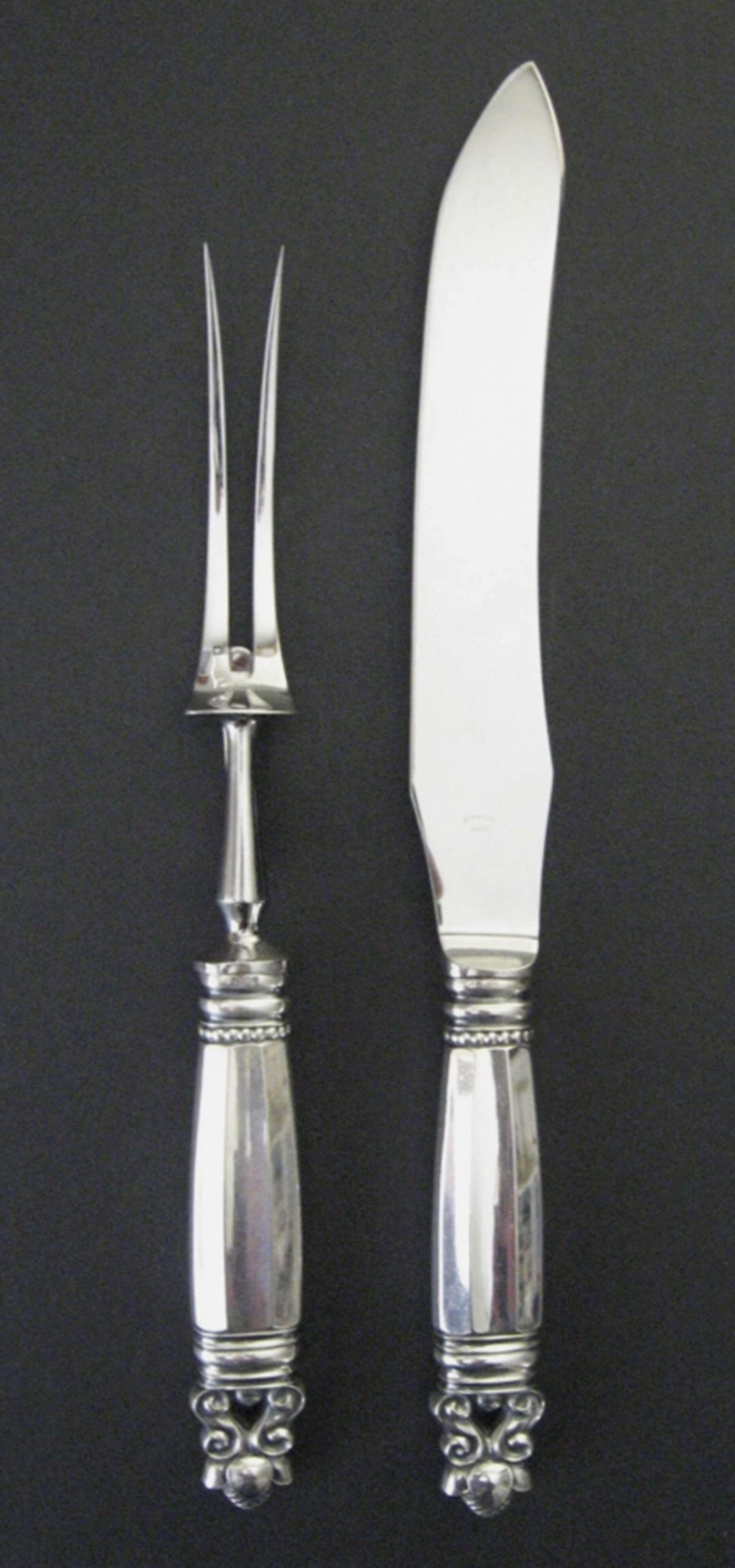 Georg Jensen Sterling Silver ACORN Carving Fork and Knive Set (1 of 3)
