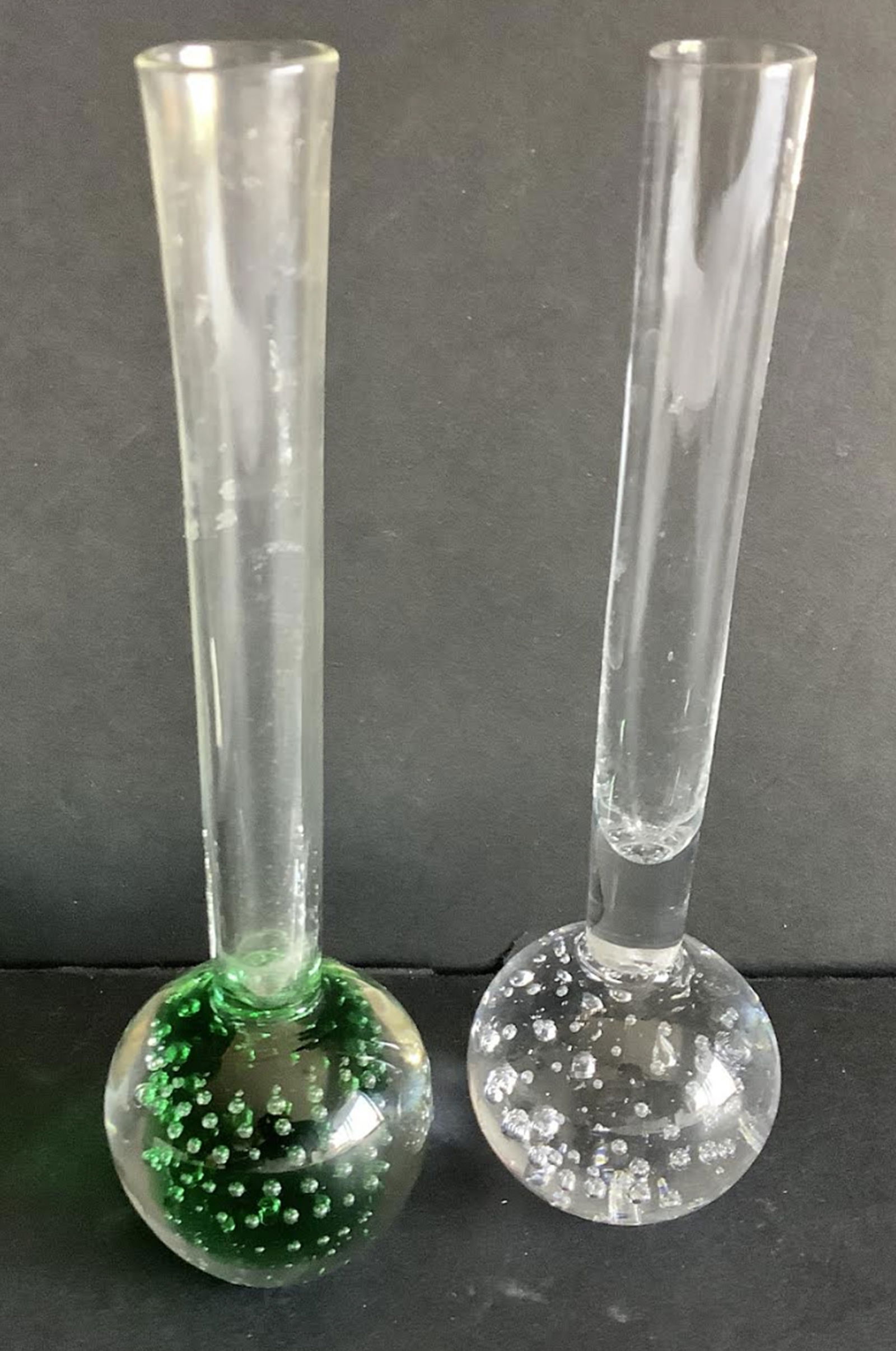 Ball Bubble Vase Emerald Green And Clear 2: Ball Vase Emerald Green And Clear Measures approx 6 inches tall No chips or Cracks