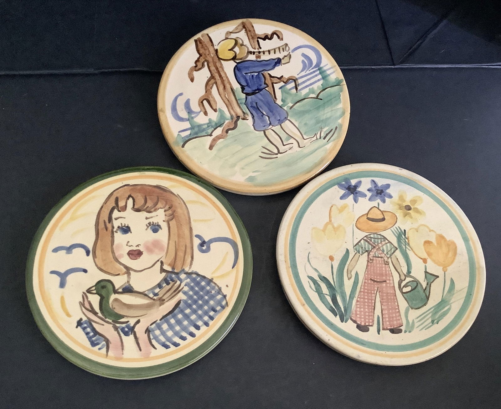 Hand Painted Wall Art Tiles Made in England Set of 3: Hand Painted Wall Art Tiles Made in England Set of 3 Measures approx 6.25 inches