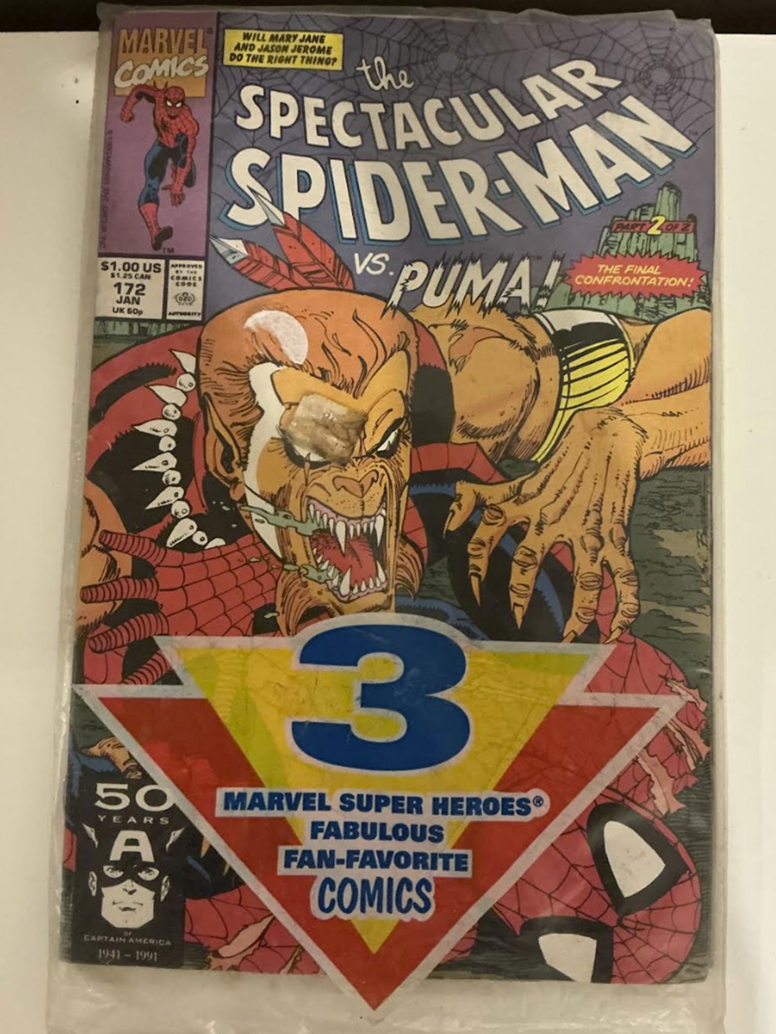 Spectactular Spider Man Vs Puma Comics By Marvel in Orig Pack (1 of 4)