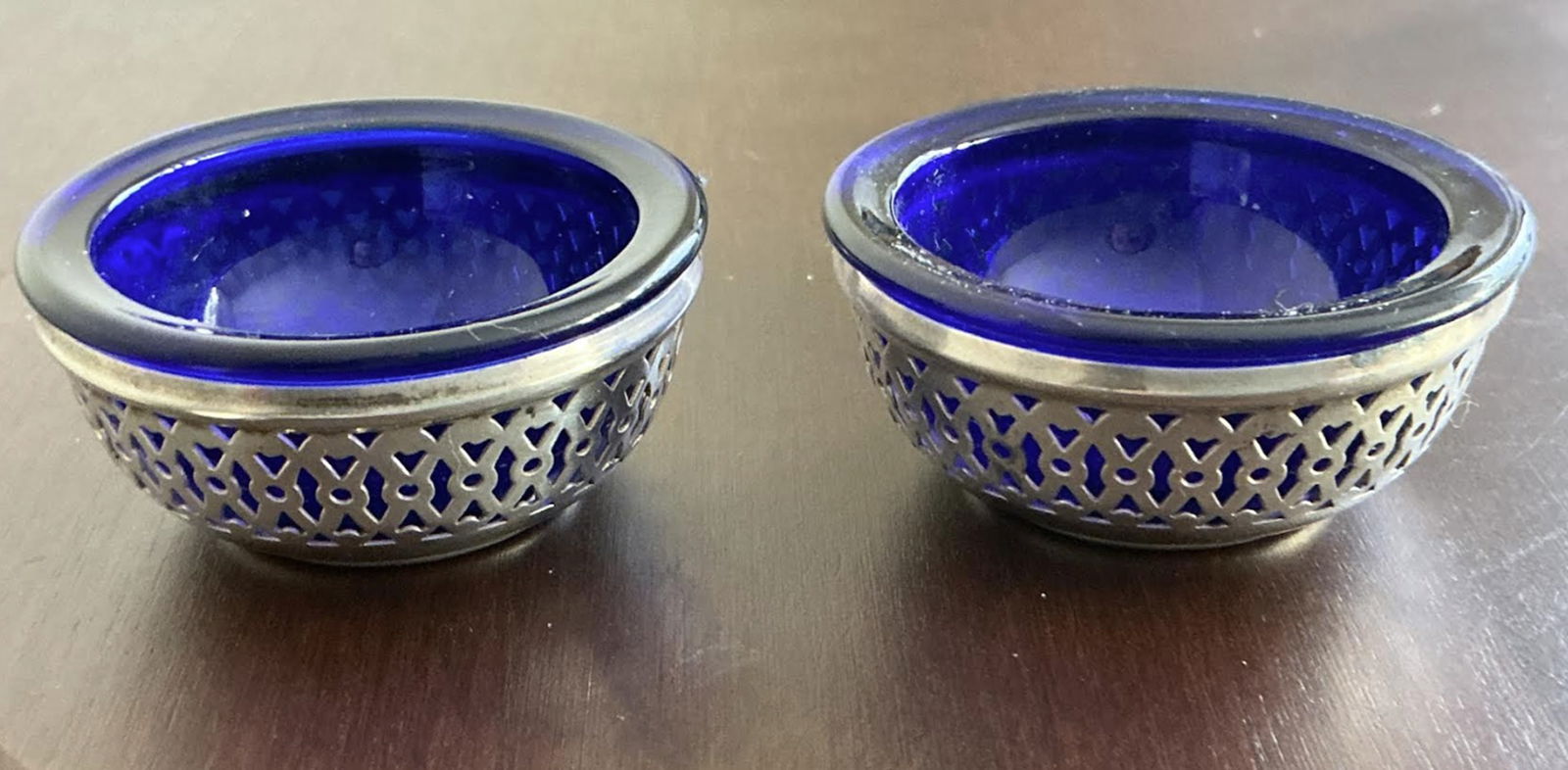 Webster Sterling Silver and Cobalt Blue Salt Cellars (1 of 6)
