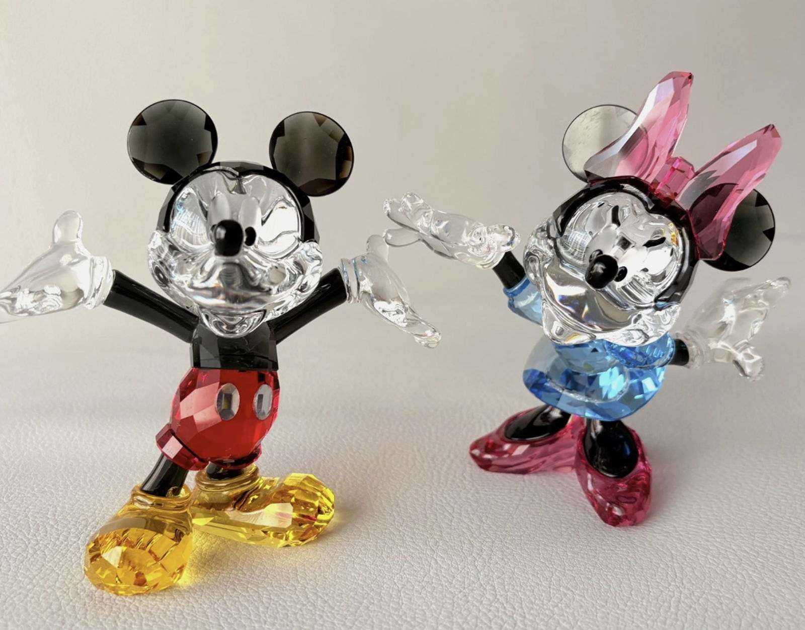 Swarovski Signed Crystal Mickey and Minnie Color Crystal Figurines Set Made in Austria (1 of 6)
