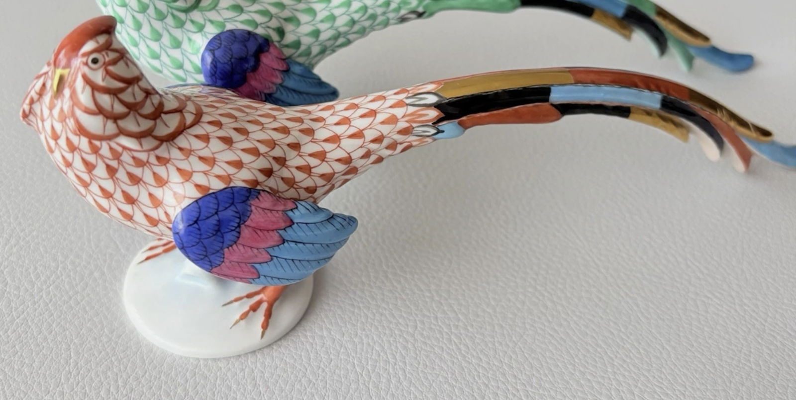 Herend Signed Porcelain Rust Fishnet Pheasant Bird Figurine With 24k Gold Accents Made in Hungary (1 of 2)