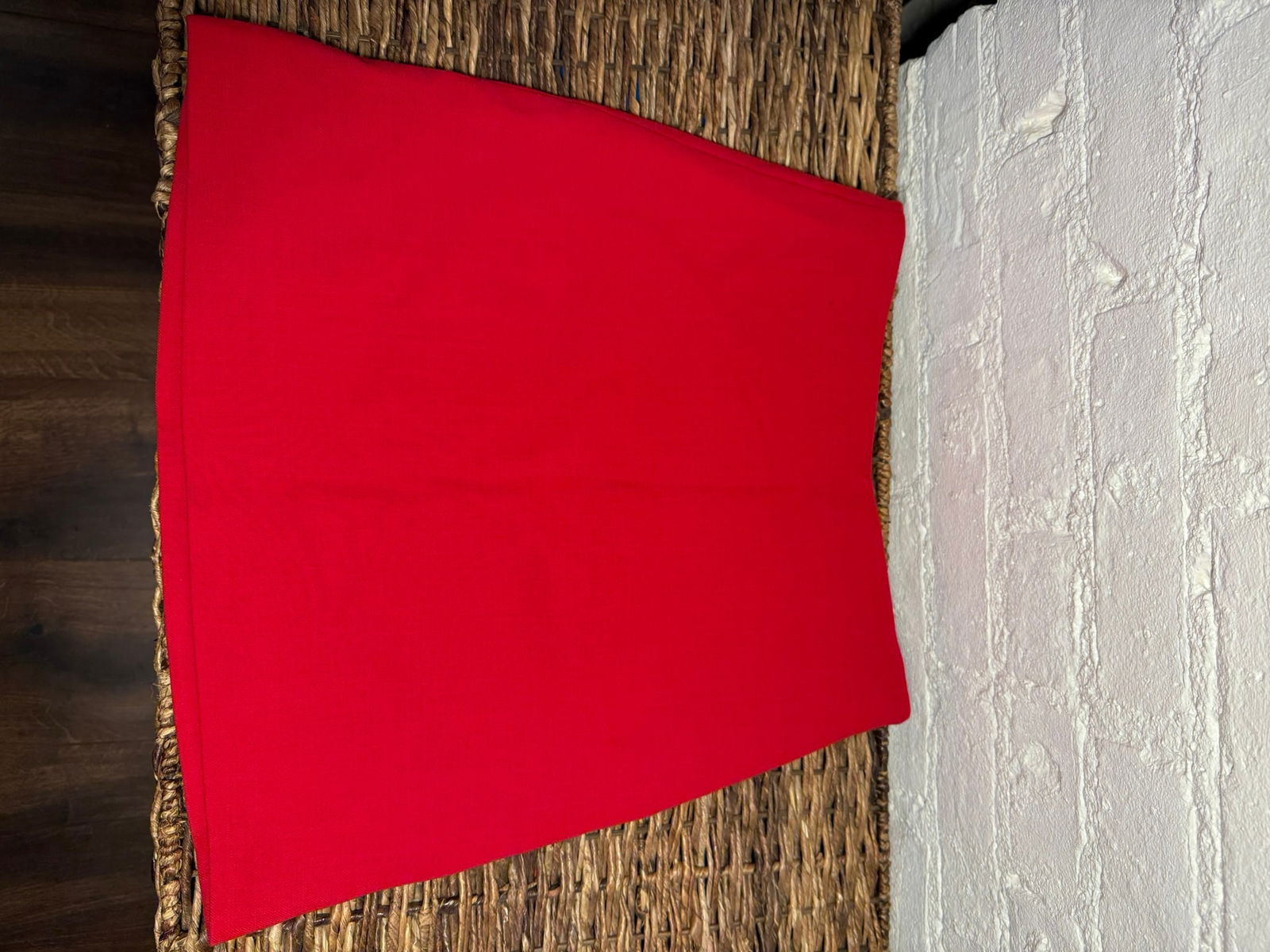 Ralph Lauren Collection Red Mini Skirt: Ralph Lauren Collection Red Mini Skirt Unworn, like new Collection skirt in heavyweight suiting. Unlined. Side zip. Sizing unmarked- Size 2 Measures approx 16.5" long 28" waist