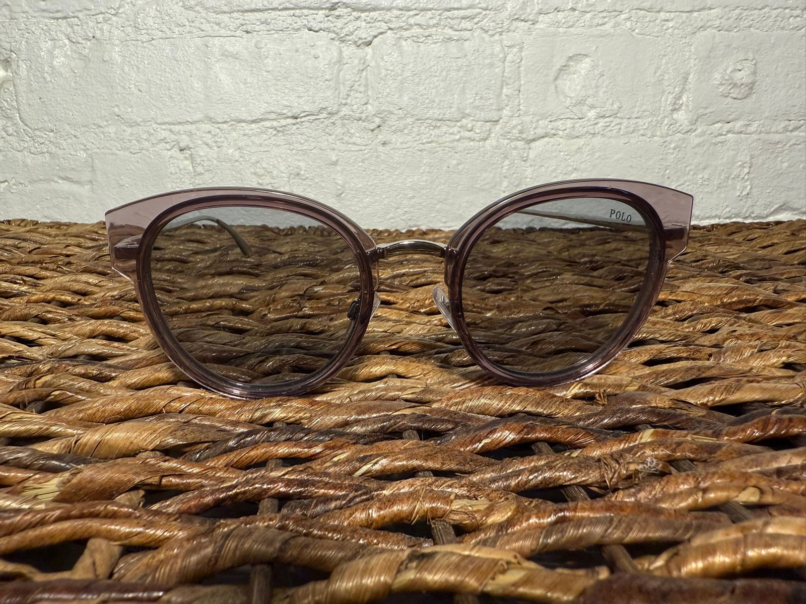 Polo Ralph Lauren Sunglasses: Polo Ralph Lauren Sunglasses Light purple framed sunglasses with lightly tinted lenses. Polo branding with silver hardware. Never worn.