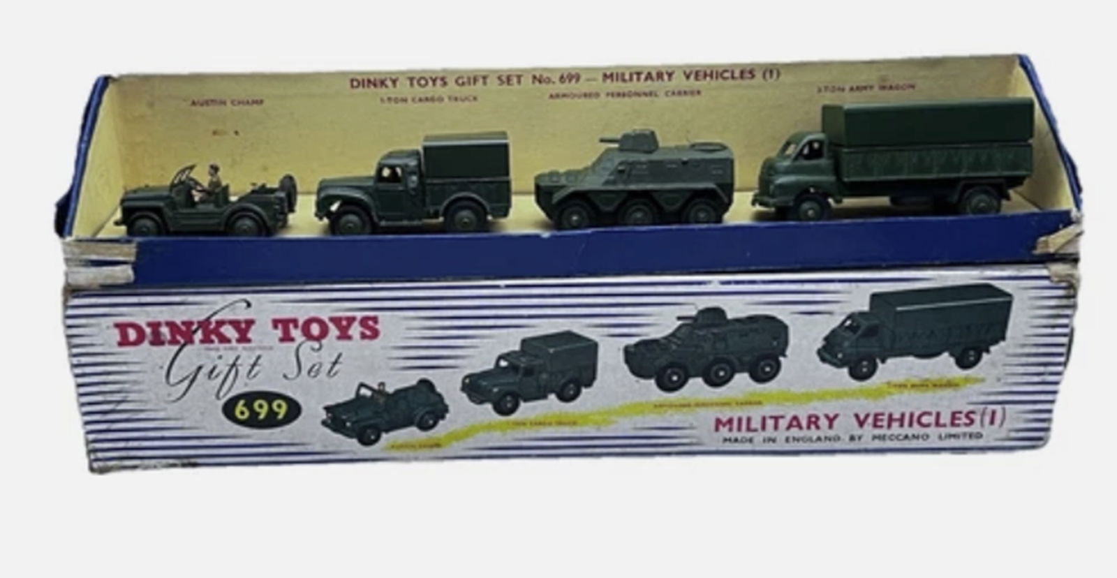 Dinky Gift Set 699 Military Vehicles In Original Box. (1 of 8)