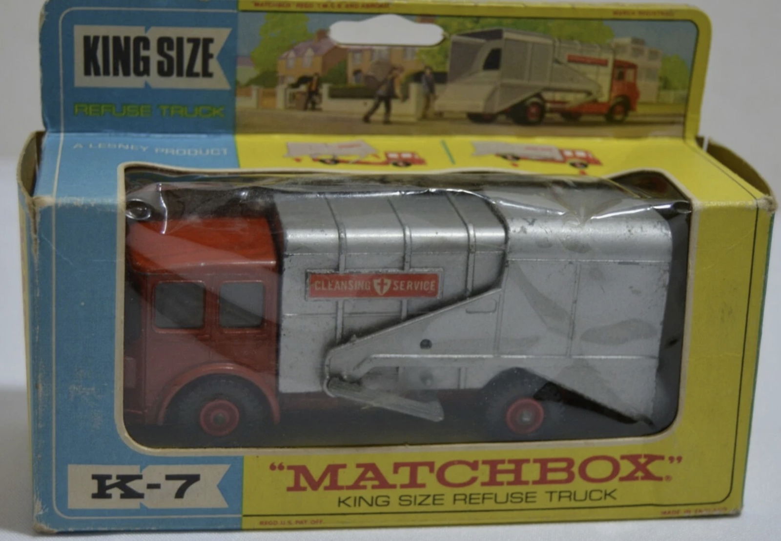 Matchbox Lesney King Size K-7 Garbage Truck With Orig Box Made in England (1 of 1)