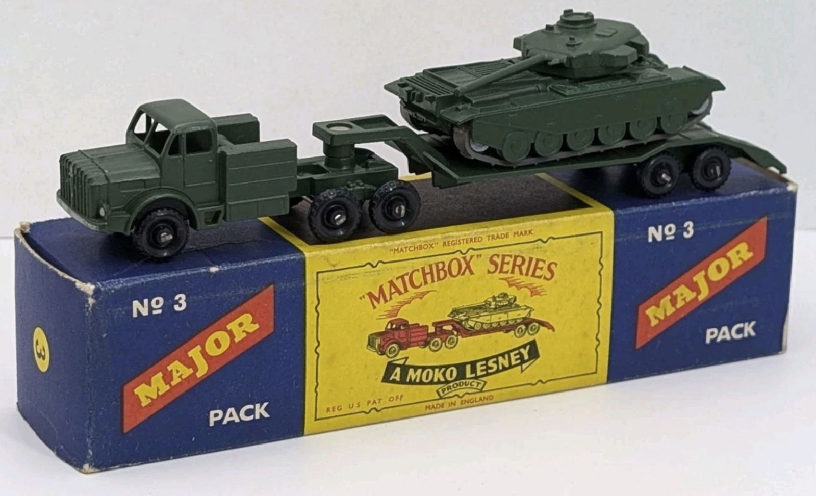 Matchbox Moko Lesney Major Pack M3 Antar Tank Transporter & Centurion Tank In Original Box Made in (1 of 9)