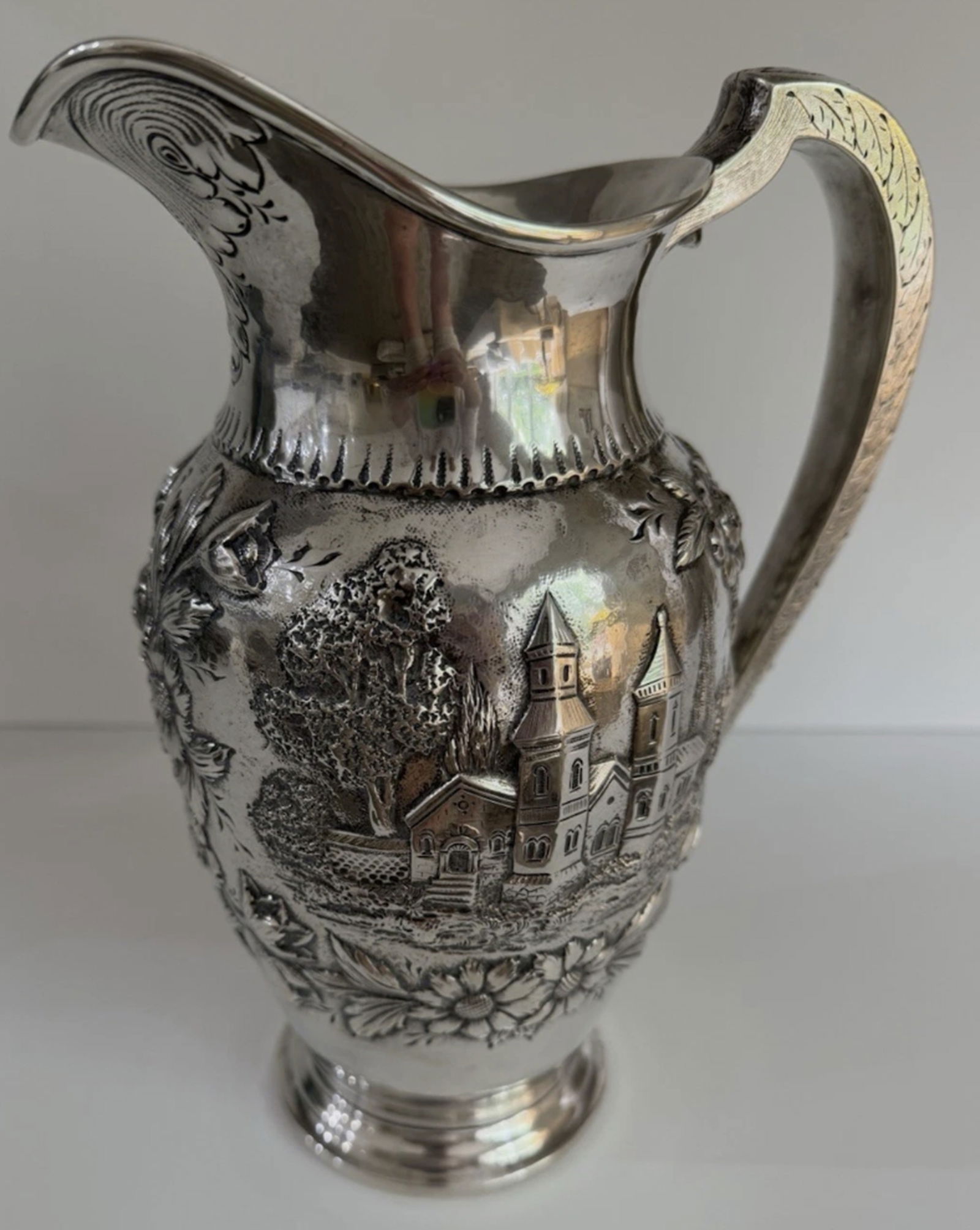 Kirk Sterling Silver Repousse Sterling Landscape Water Pitcher (1 of 7)