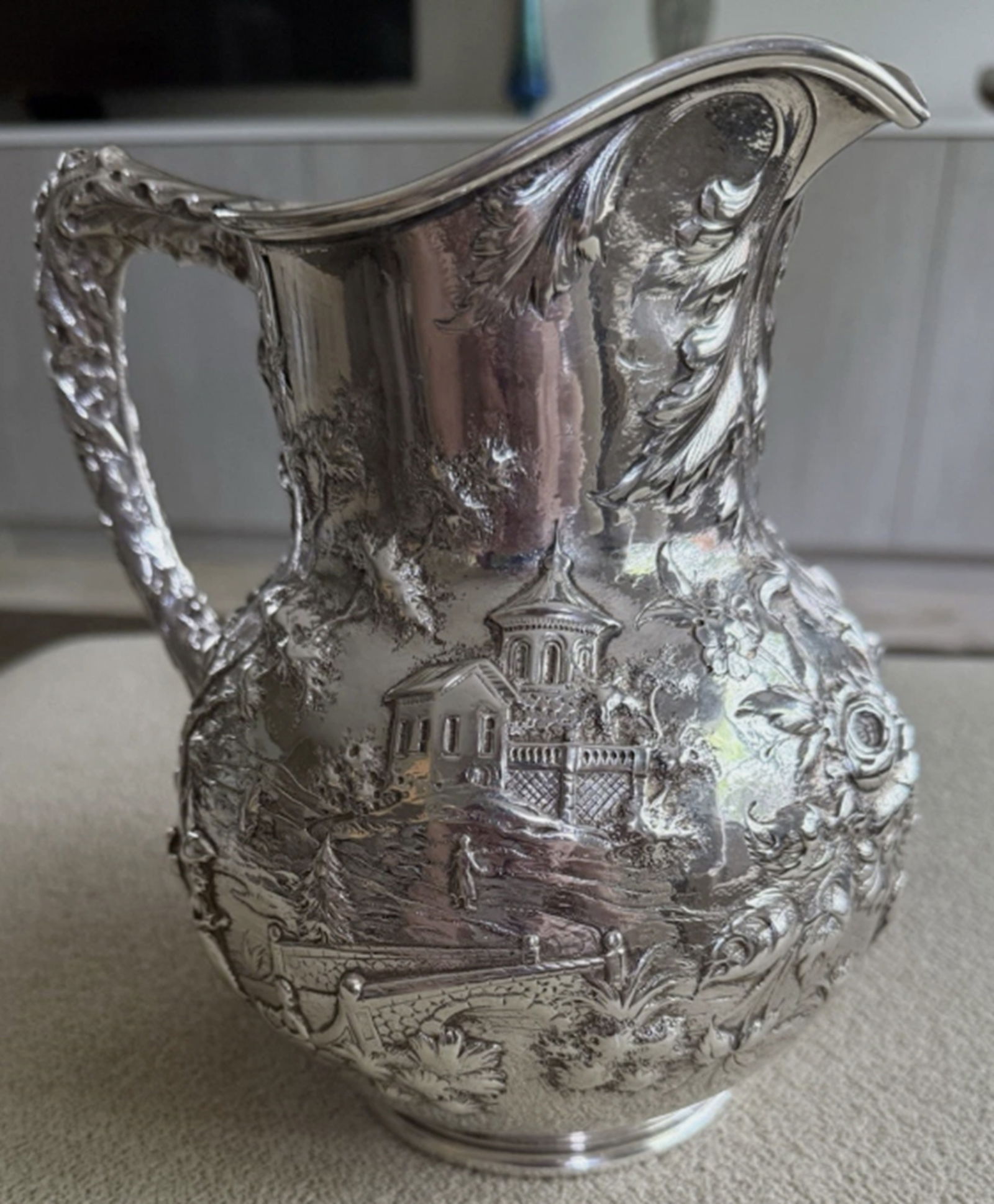 Kirk Sterling Silver Repousse Landscape Sterling Water Pitcher (1 of 8)