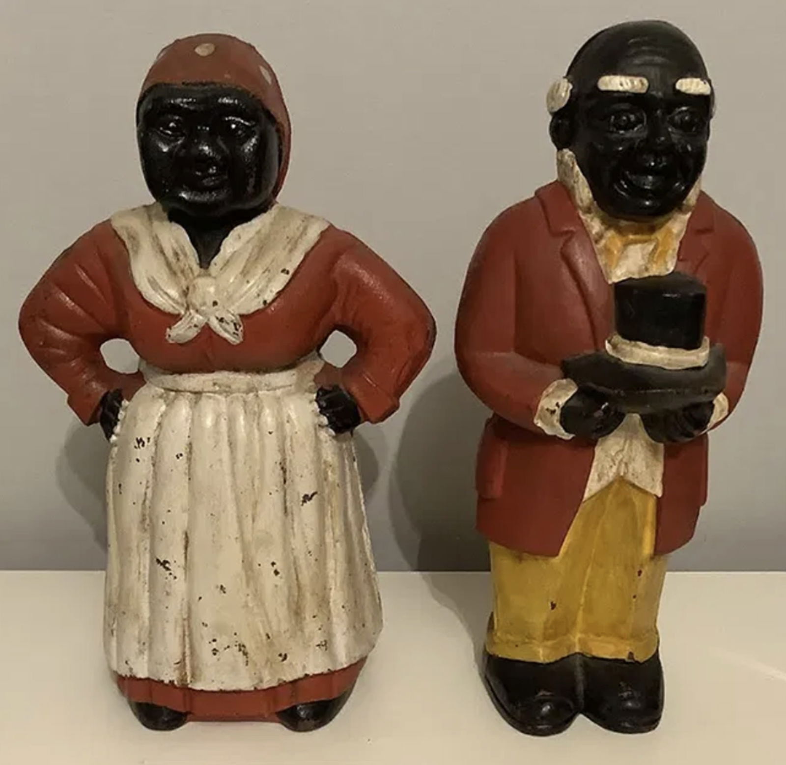 Black Americana Uncle Mose with Aunt Jemima Cast Iron Bank Statuette Figurine (1 of 6)
