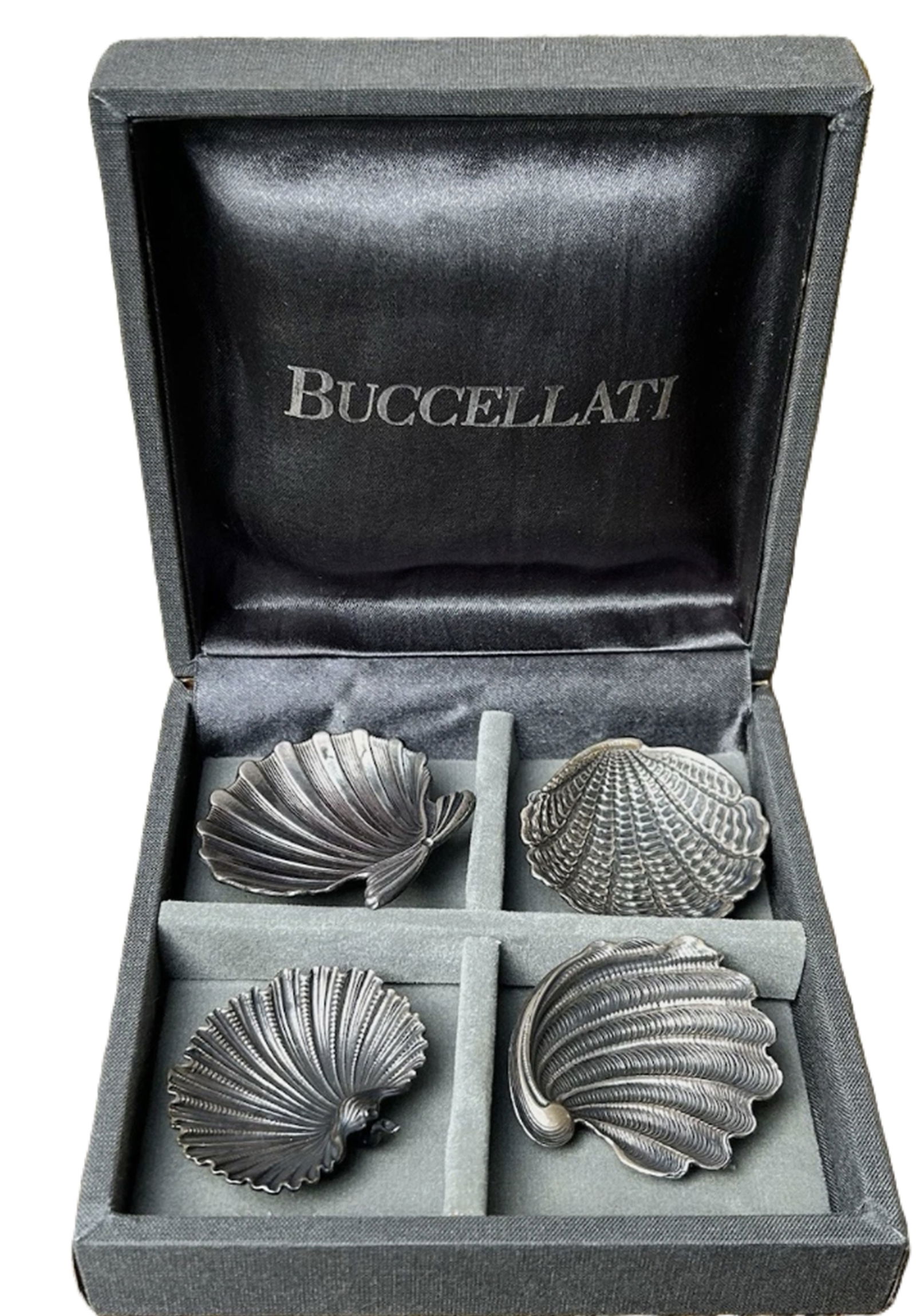 Buccellati Sterling Silver Seashell Dish Trays With Orig Box: Buccellati Sterling Silver Seashell Dish Trays With Orig Box