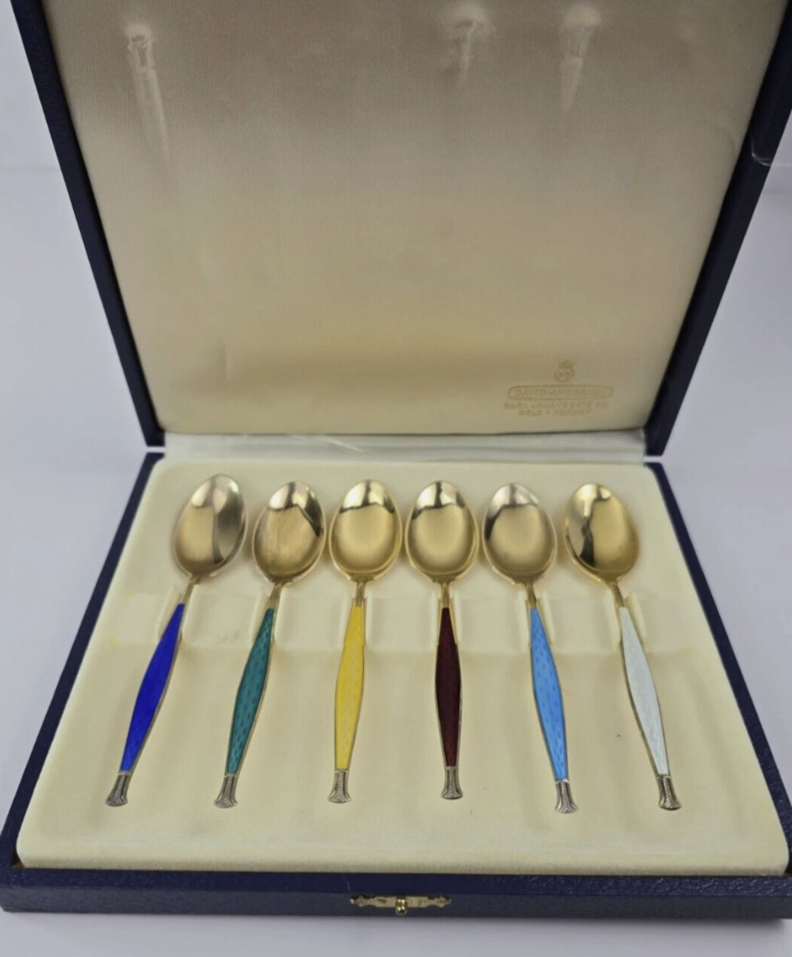 David Anderson Sterling With Enamel Spoons in Original Box Made in Norway (1 of 6)