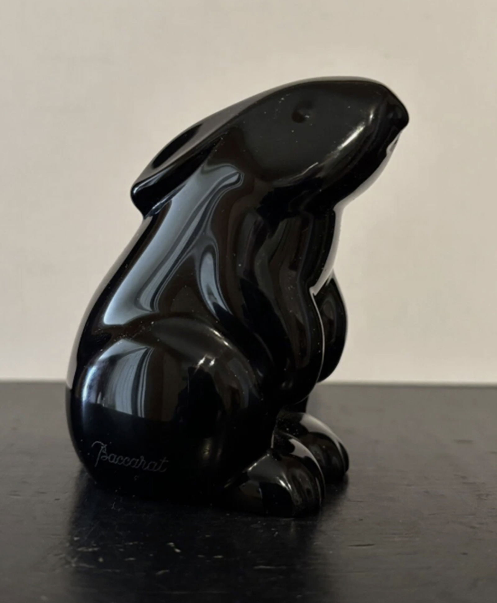 Baccarat Signed Black Crystal Rabbit Figurine Paperweight Made in France: Baccarat Signed Black Crystal Rabbit Figurine Paperweight Made in France Measures approx 2 inches in length and 1.5 inches in width, no chips or cracks