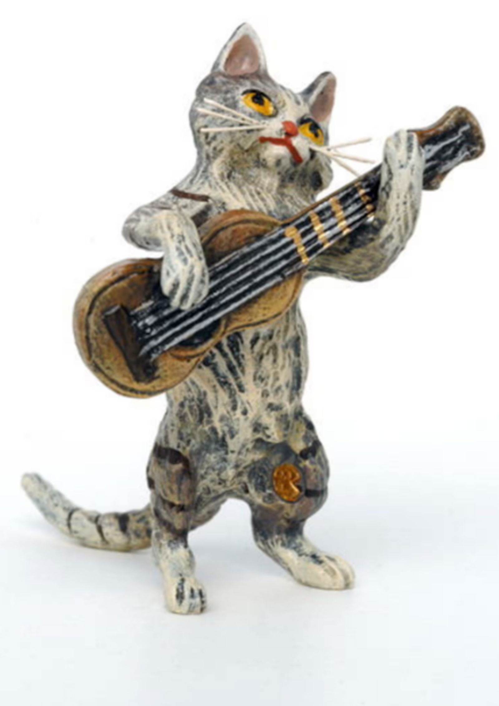 Fritz Bermann Austrian Vienna Bronze Cat playing a Guitar. FBW (1 of 1)