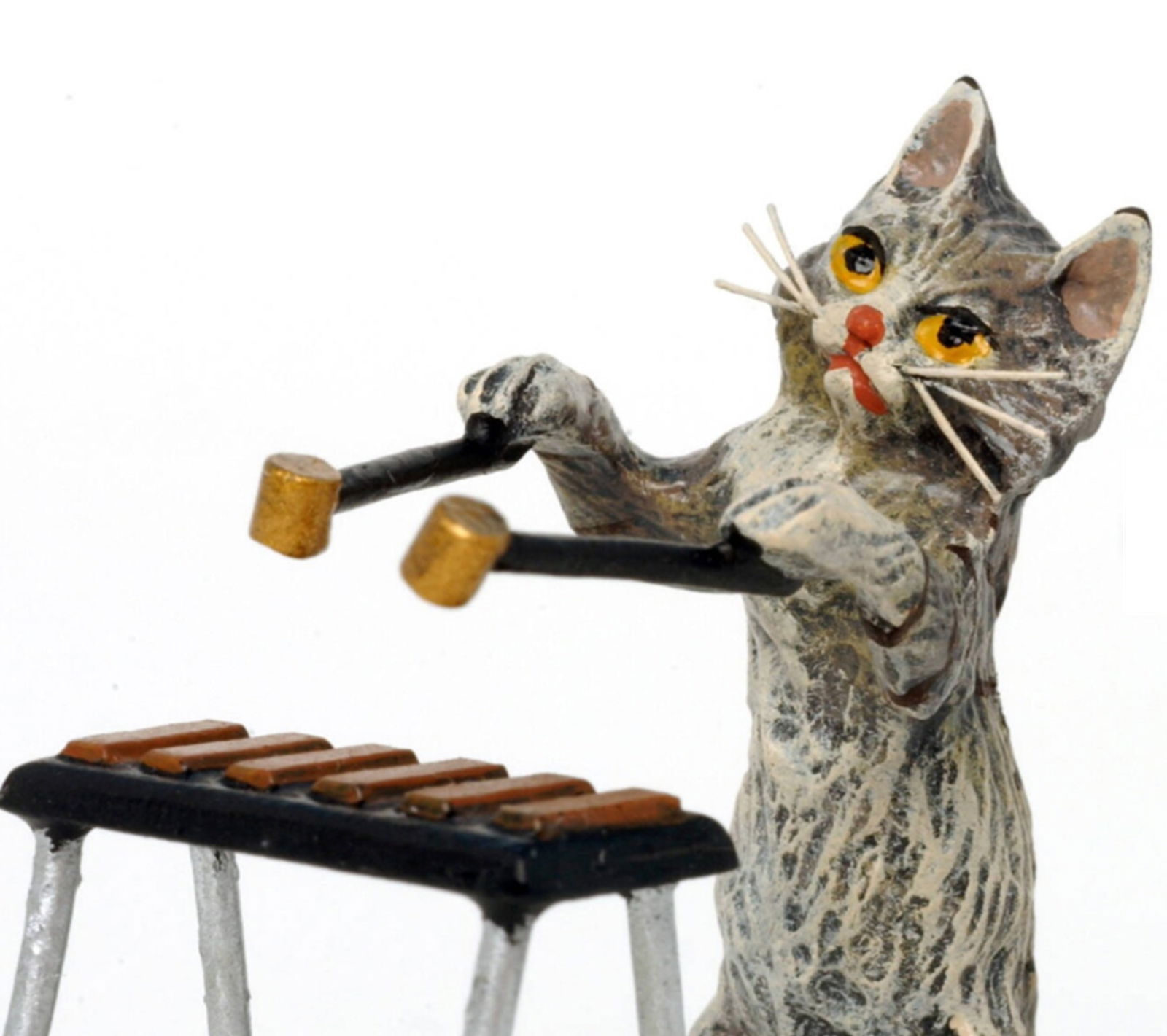 Fritz Bermann Austrian Vienna Bronze Cat playing a Xylophone. FBW (1 of 5)