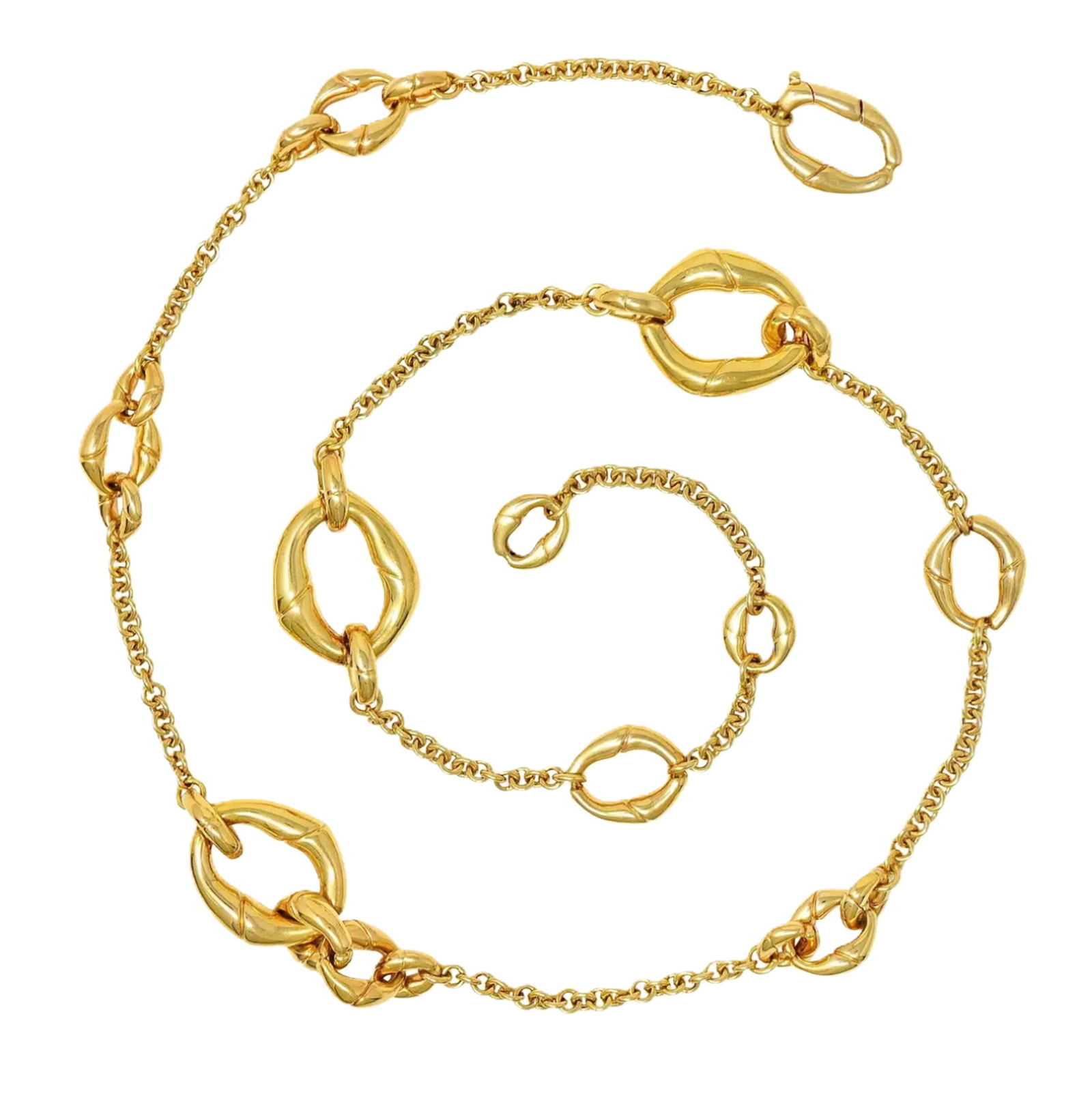 Gucci Signed 18k Yellow Gold Bamboo Link Station Necklace (1 of 6)
