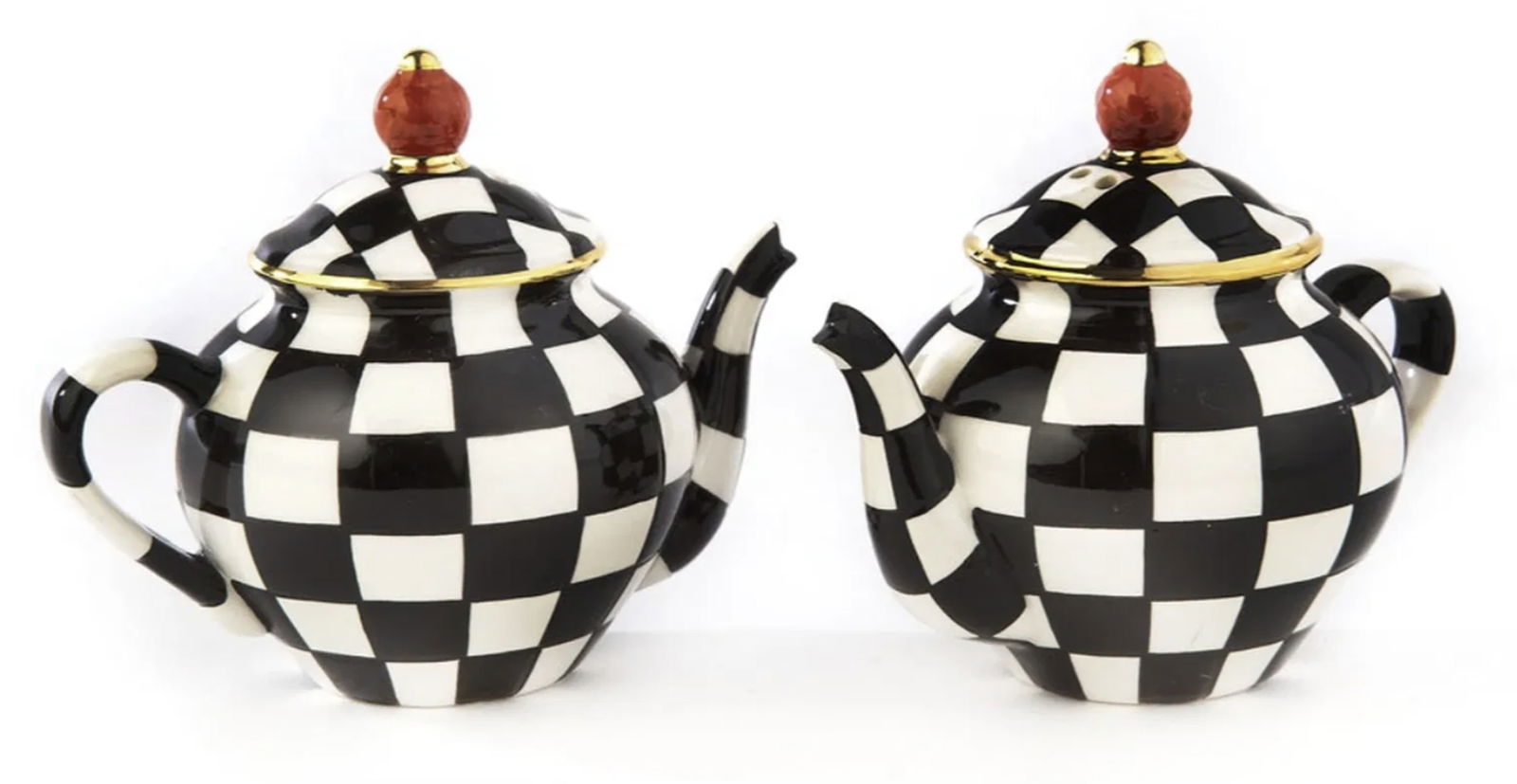 Mackenzie Childs Courtly Teapot Salt & Pepper Set (1 of 5)