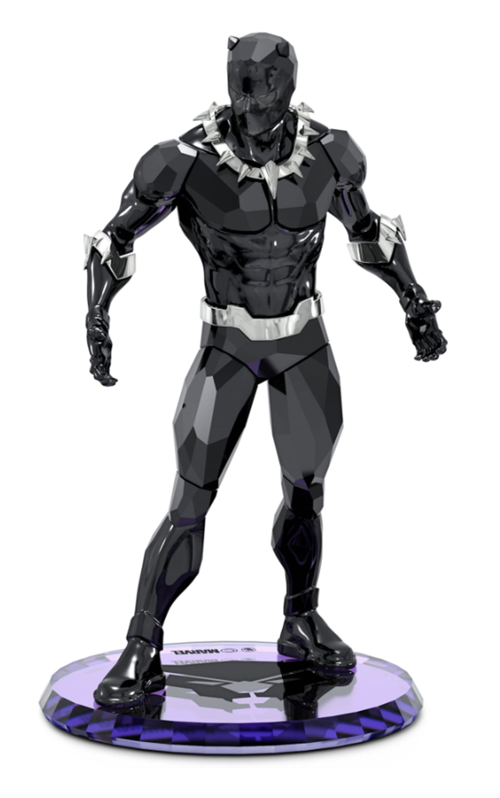 Swarovski Signed Crystal Marvel Black Panther Figurine With Orig Box.: Swarovski Signed Crystal Marvel Black Panther Figurine With Orig Box. Measures approx 5 5/8 x 3 1/8 x 3 1/4 inches. 649 precision-cut facets
