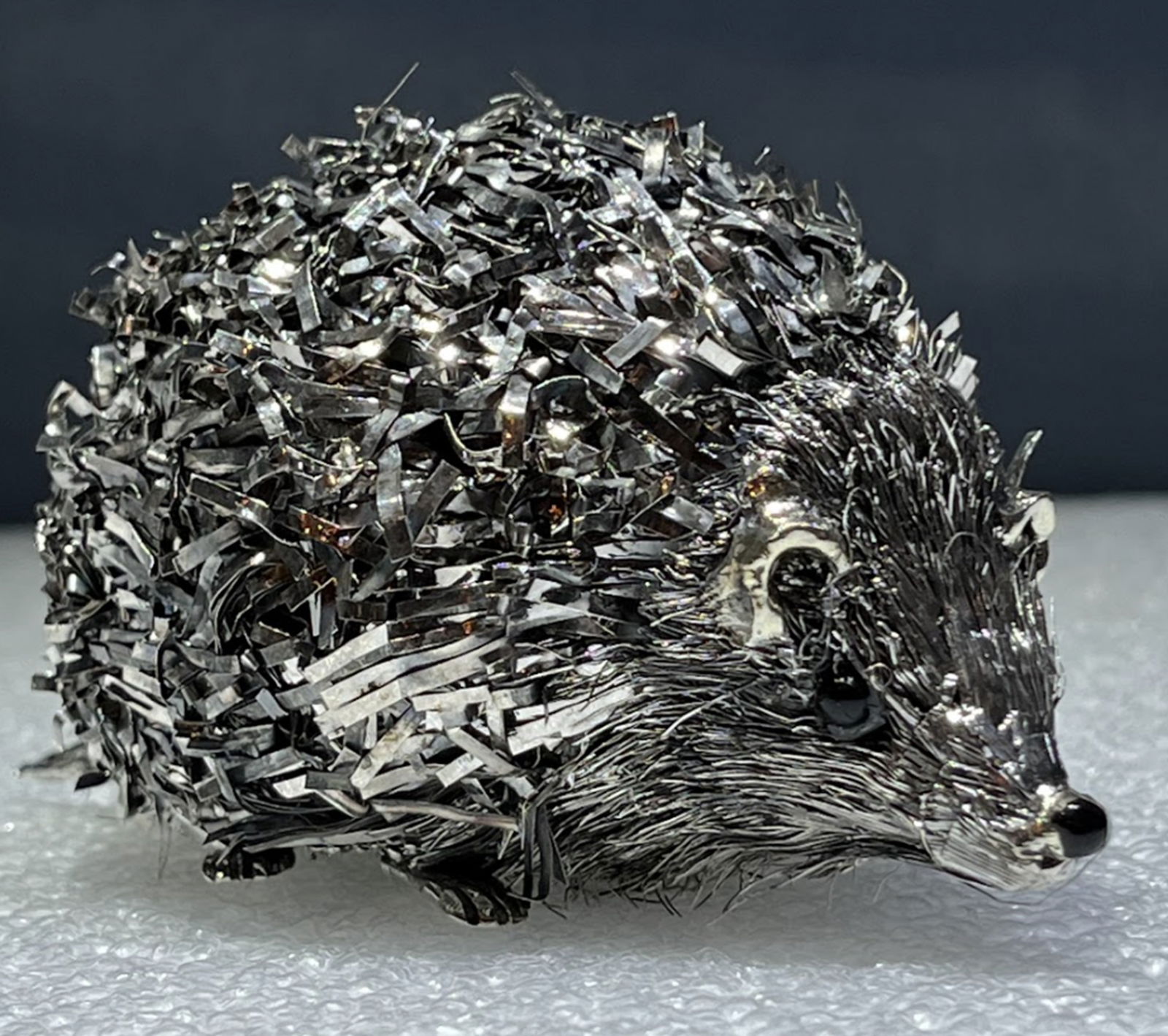 MARIO BUCCELLATI STERLING SILVER HEDGEHOG FIGURINE: MARIO BUCCELLATI HEDGEHOG: Sterling Silver 925. measures approx 6x12cm. Signature furry technique. Circa 1960. Made in Italy.