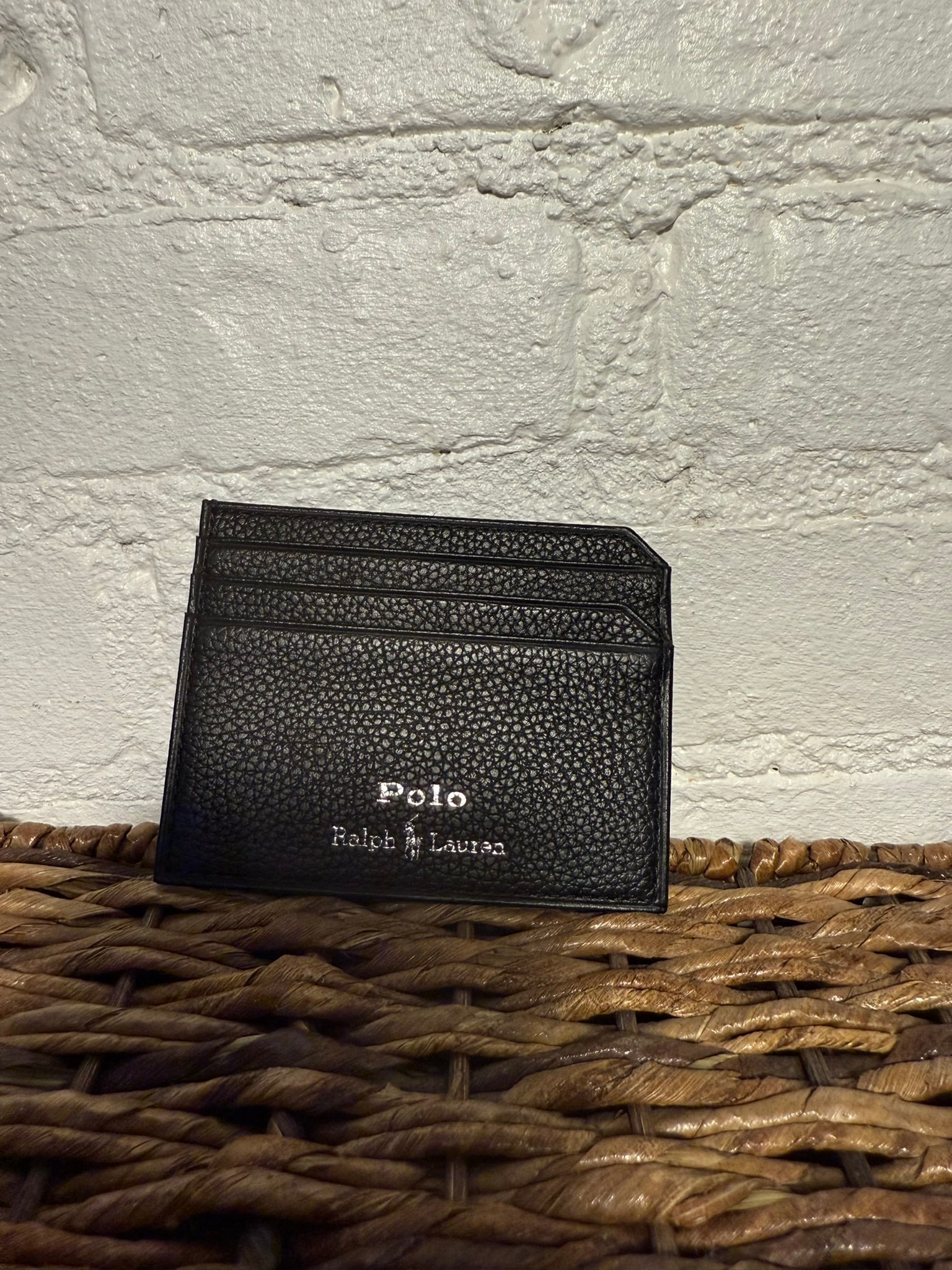 Ralph Lauren Polo Card Case: Ralph Lauren Polo Card Case Black leather. Holds multiple cards. Silver logo Measures approx.4" x 3"