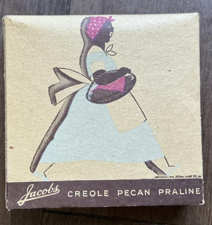 Black Americana Era Jacobs Creole Pecan Box Advertising: Black Americana Era Jacobs Creole Pecan Box Advertising. Measures approx 4 inches x 4.25 inches