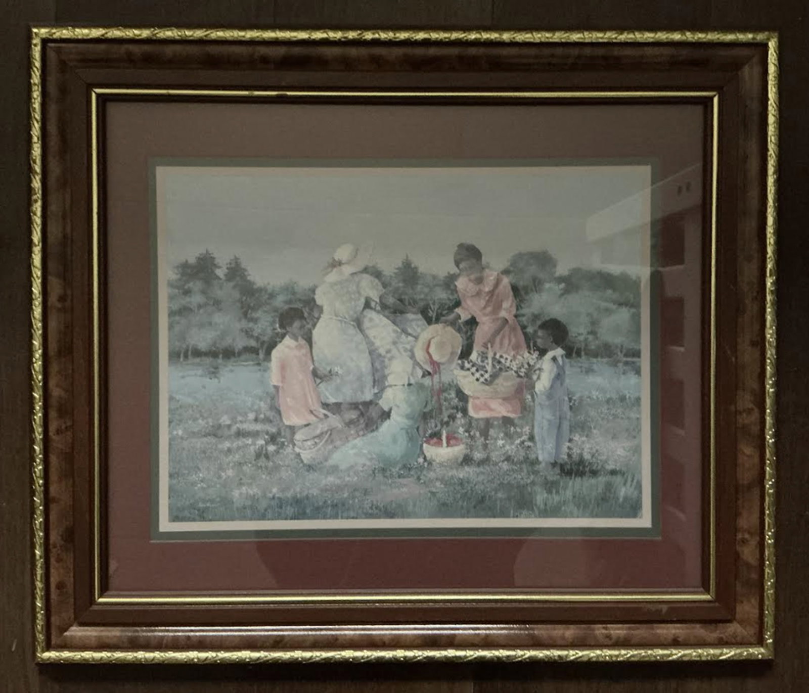 Black Americana Era Framed Art 1960's A Summer's Outing by Ann Mount Print: Black Americana Era Framed Art. 1960's A Summer's Outing by Ann Mount Print Replica Measures approx 20 inches x 17 inches