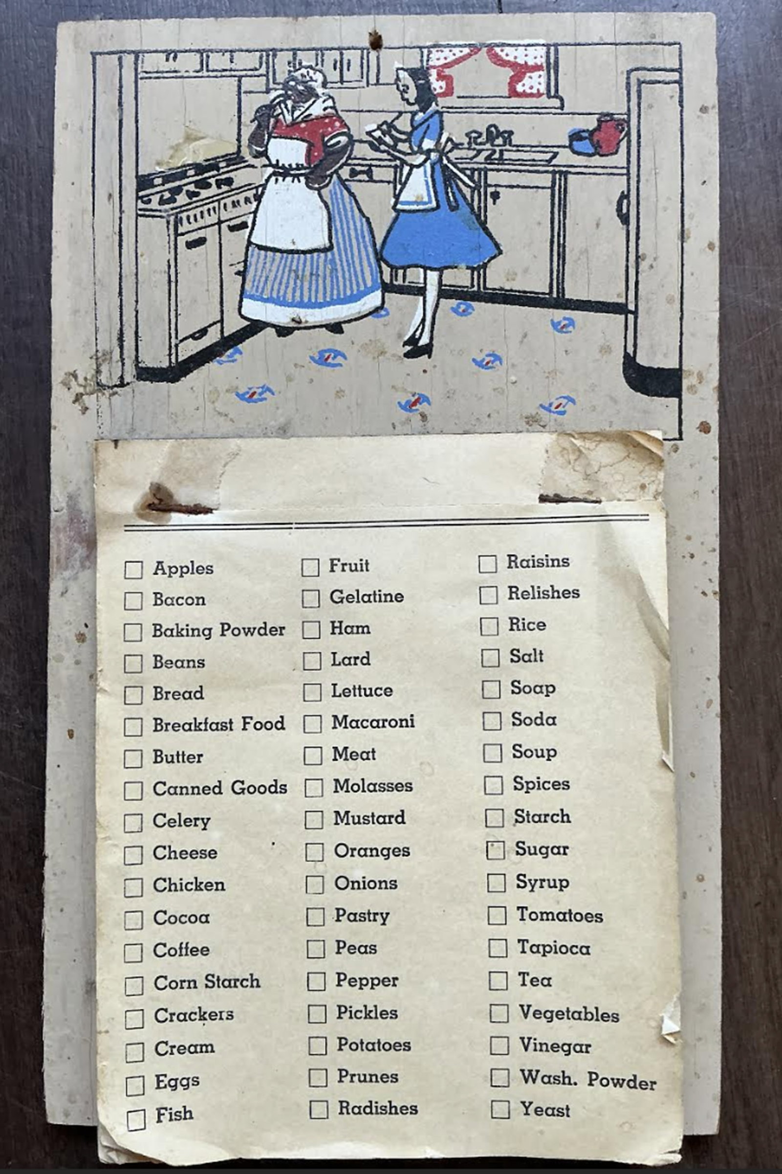 Black Americana Era Wooden Shopping List Note Pad: Measures approx Wood 10 inches tall x 6 inches wide