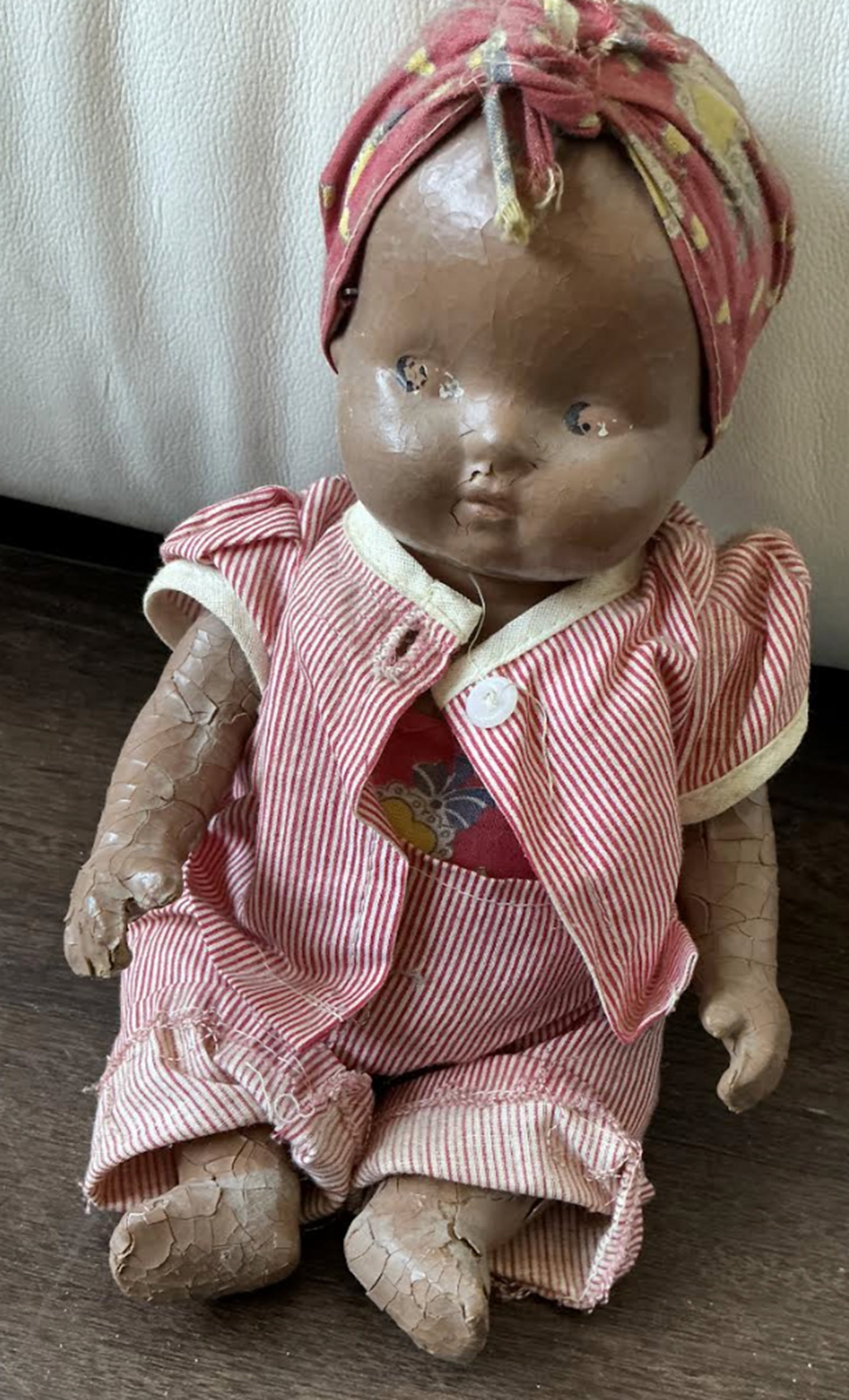 Black Americana Era Cloth Rag Doll: Black Americana Era cloth Rag doll. Measures approx 7.5 tall in sitting position