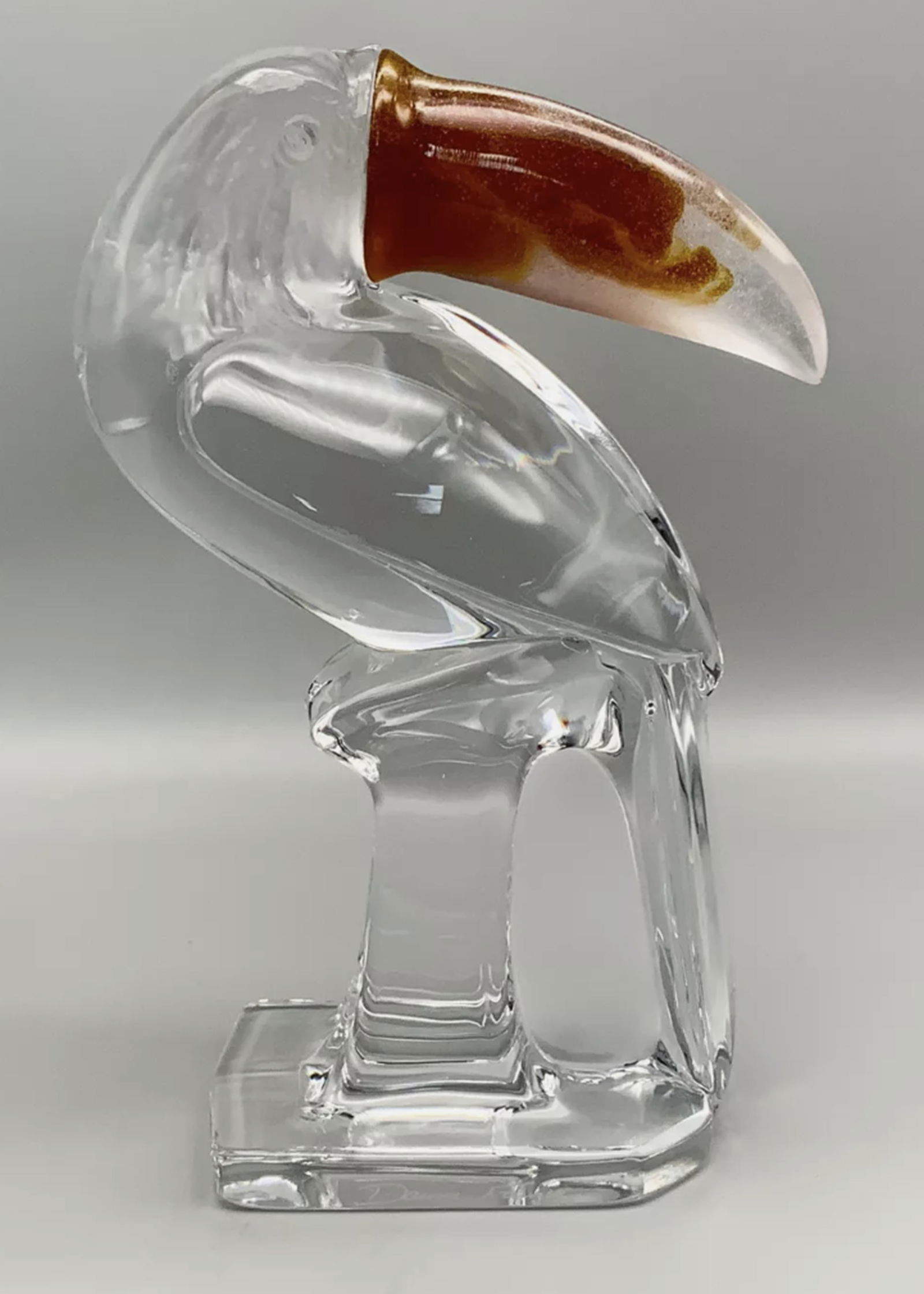 DAUM Signed Toucan Bird Figurine Statuette Madein France: DAUM Signed Toucan Bird Figurine Statuette Madein France