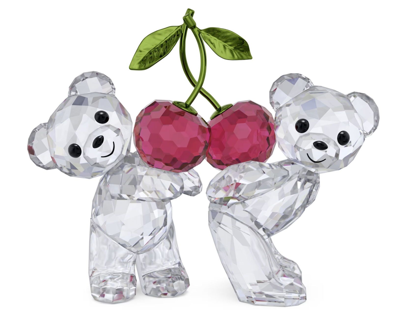 Swarovski Signed CRYSTAL KRIS BEARS HOLDING CHERRIES IN ITS ORIGINAL BOX NEW!: Swarovski Signed CRYSTAL KRIS BEARS HOLDING CHERRIES IN ITS ORIGINAL BOX NEW!. This playful figurine features a pair of bears, each holding a red crystal cherry. Bright touches of red and green, as we