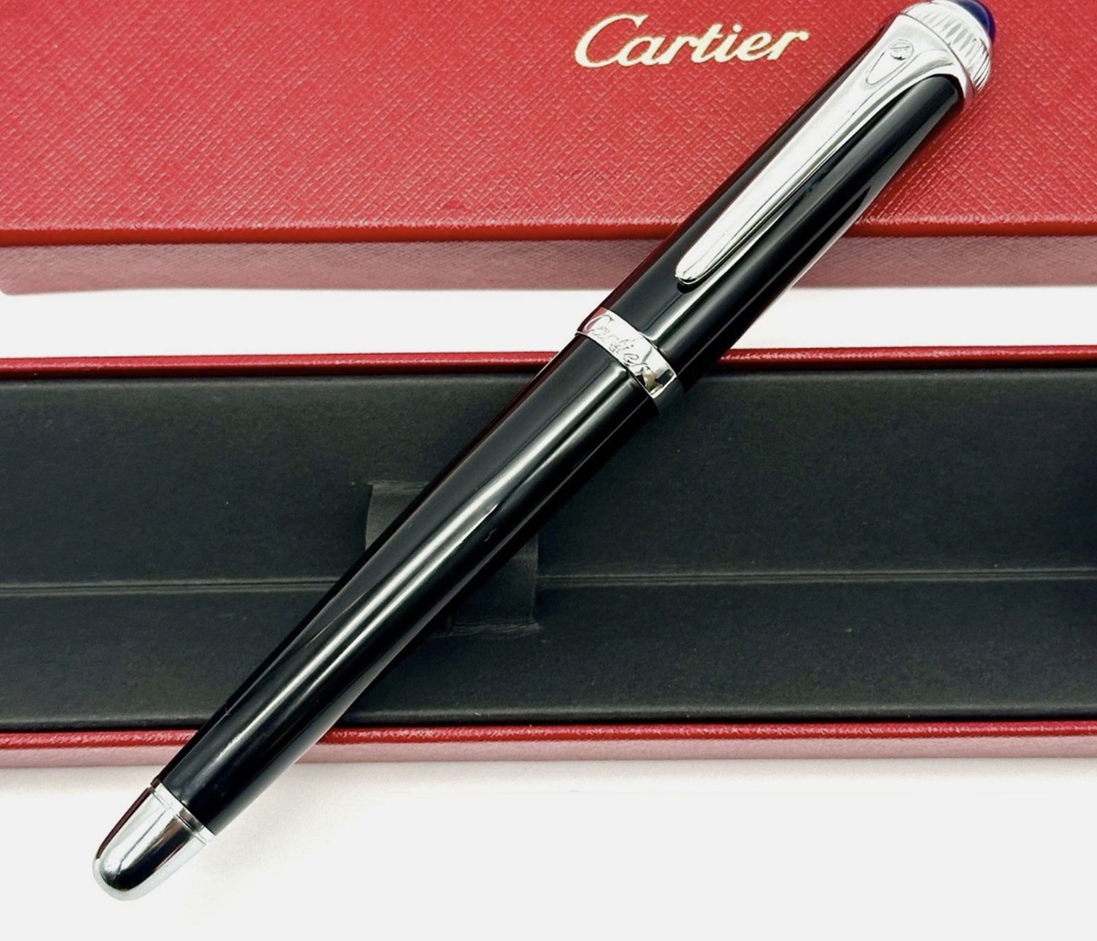 Cartier Black Composite Silver Executive Rollerball Pen With Box (1 of 4)