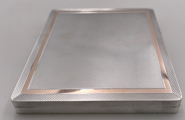 English Sterling Silver Table Box with Gold Inlaid from 1950 Engine Turned (1 of 5)