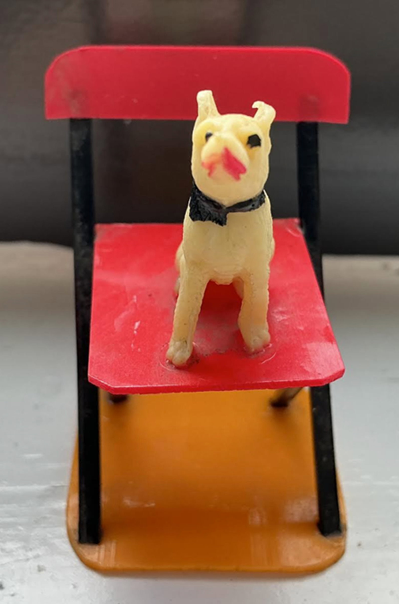 Japanese Celluloid Hand painted Puppy on Chair Figurine Made in Japan (1 of 7)