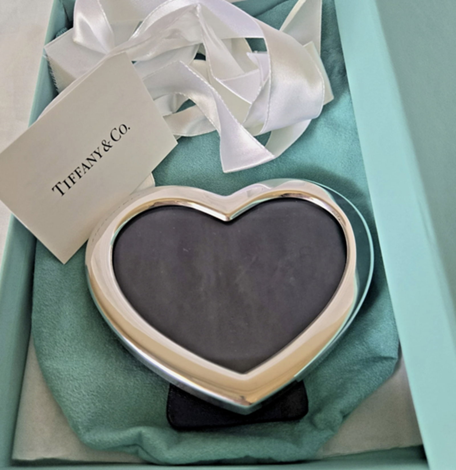 Tiffany & Co. Sterling Silver Heart Photo Picture Frame With Box and Pouch (1 of 7)