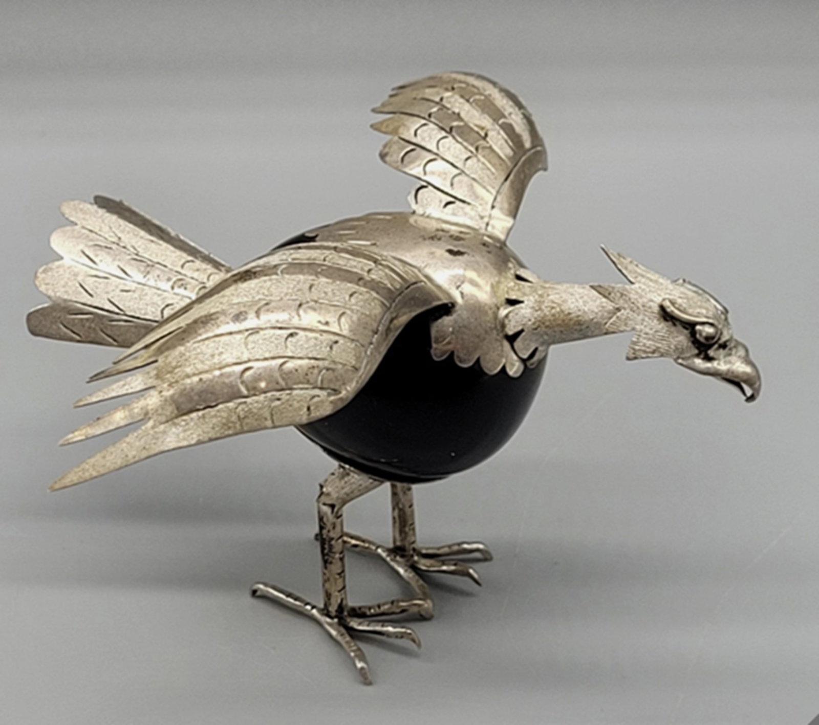 Taxco Mexico 925 Sterling Silver & Onyx Bird Statuette Figurine (1 of 6)